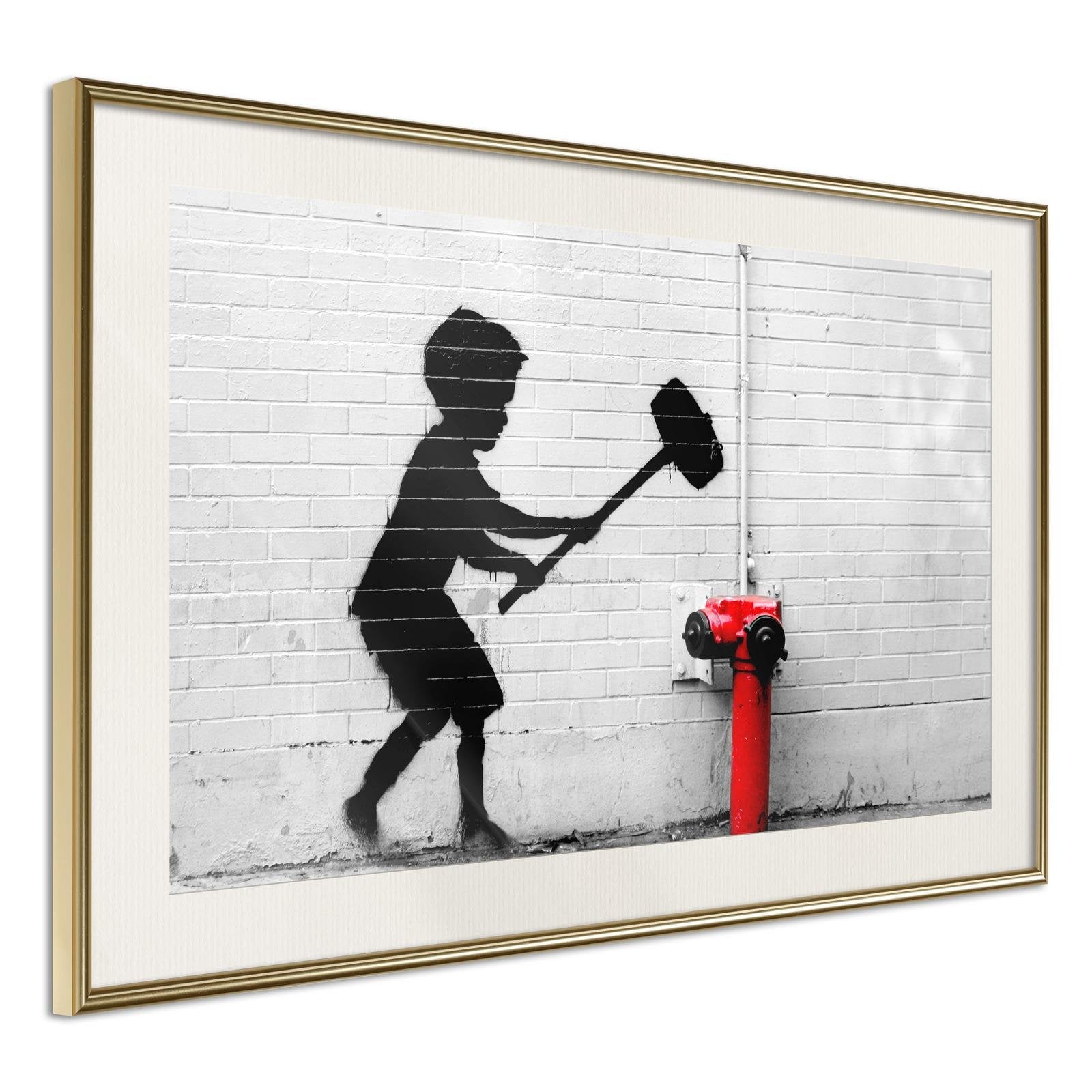 Inramad Poster / Tavla - Banksy: Hammer Boy-Poster Inramad-Artgeist-peaceofhome.se