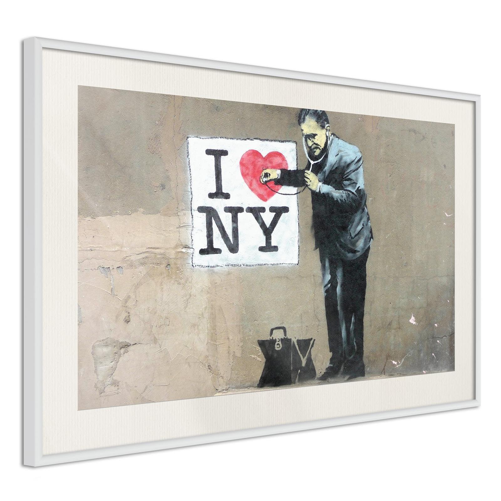 Inramad Poster / Tavla - Banksy: I Heart NY-Poster Inramad-Artgeist-peaceofhome.se