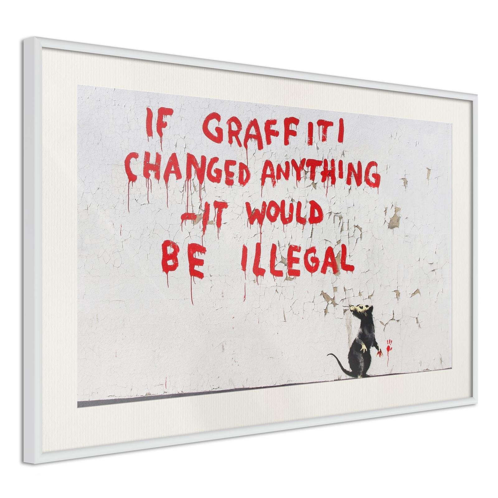 Inramad Poster / Tavla - Banksy: If Graffiti Changed Anything-Poster Inramad-Artgeist-peaceofhome.se