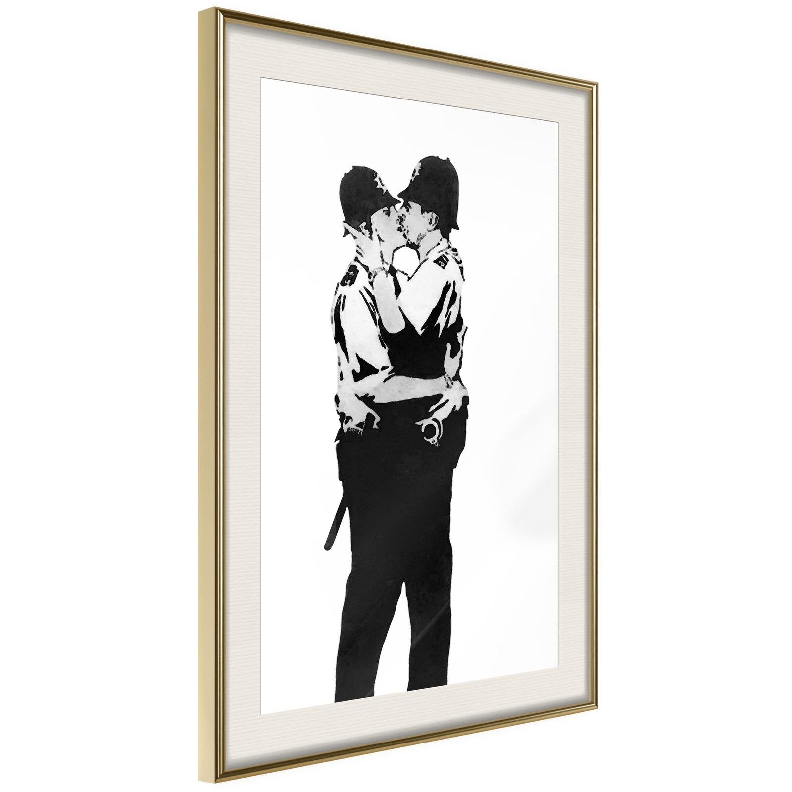 Inramad Poster / Tavla - Banksy: Kissing Coppers I-Affisch-Artgeist-peaceofhome.se