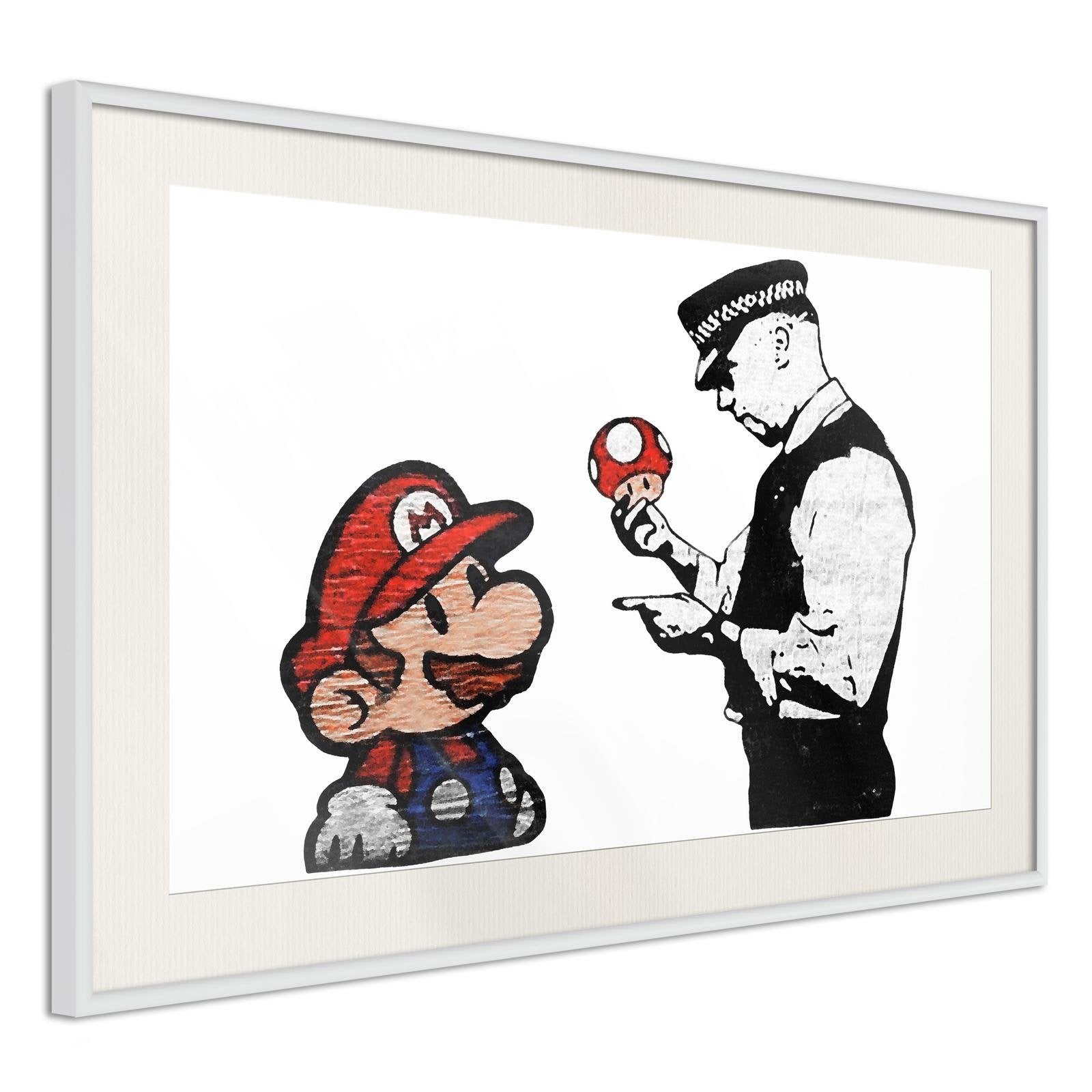 Inramad Poster / Tavla - Banksy: Mario and Copper-Poster Inramad-Artgeist-peaceofhome.se