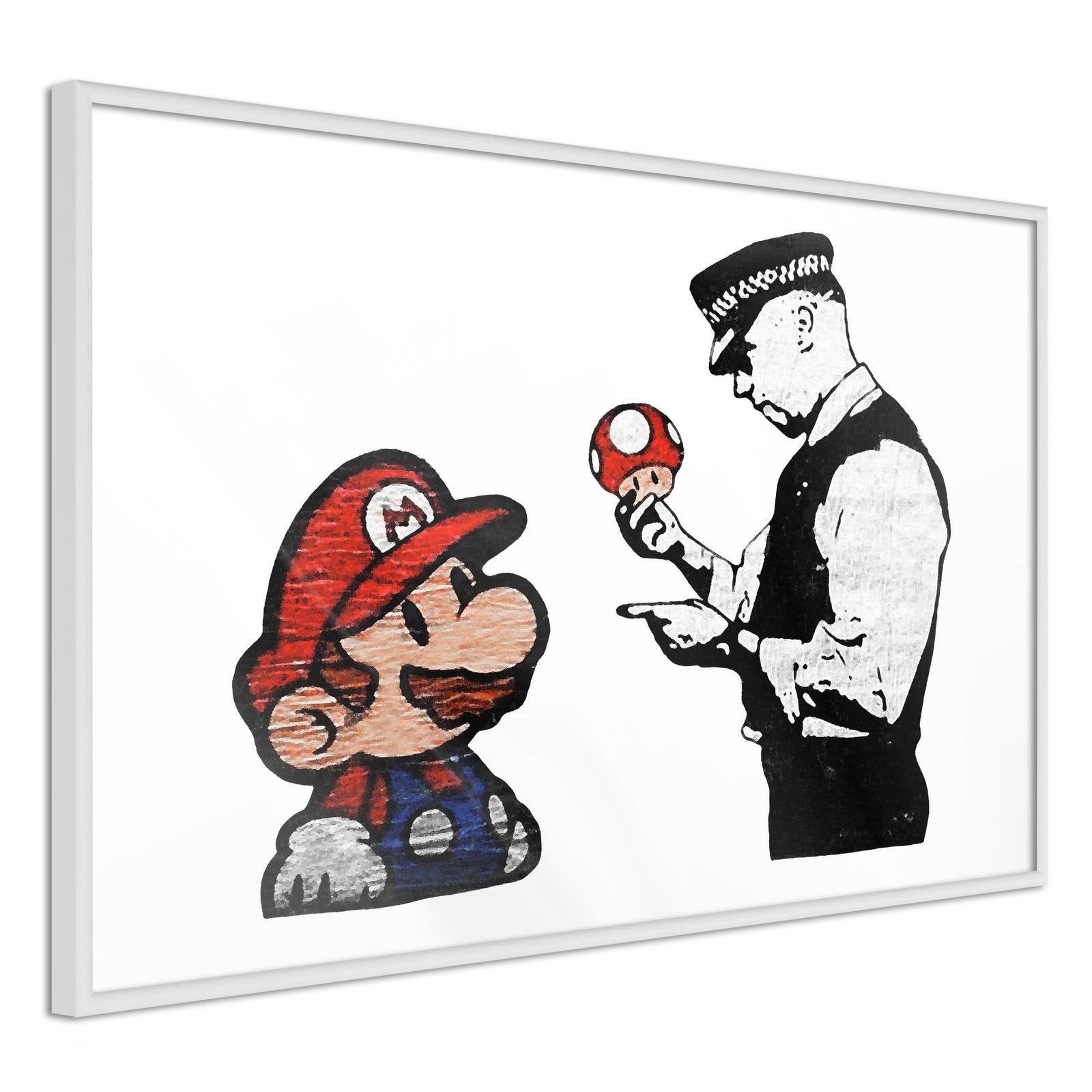 Inramad Poster / Tavla - Banksy: Mario and Copper-Poster Inramad-Artgeist-peaceofhome.se
