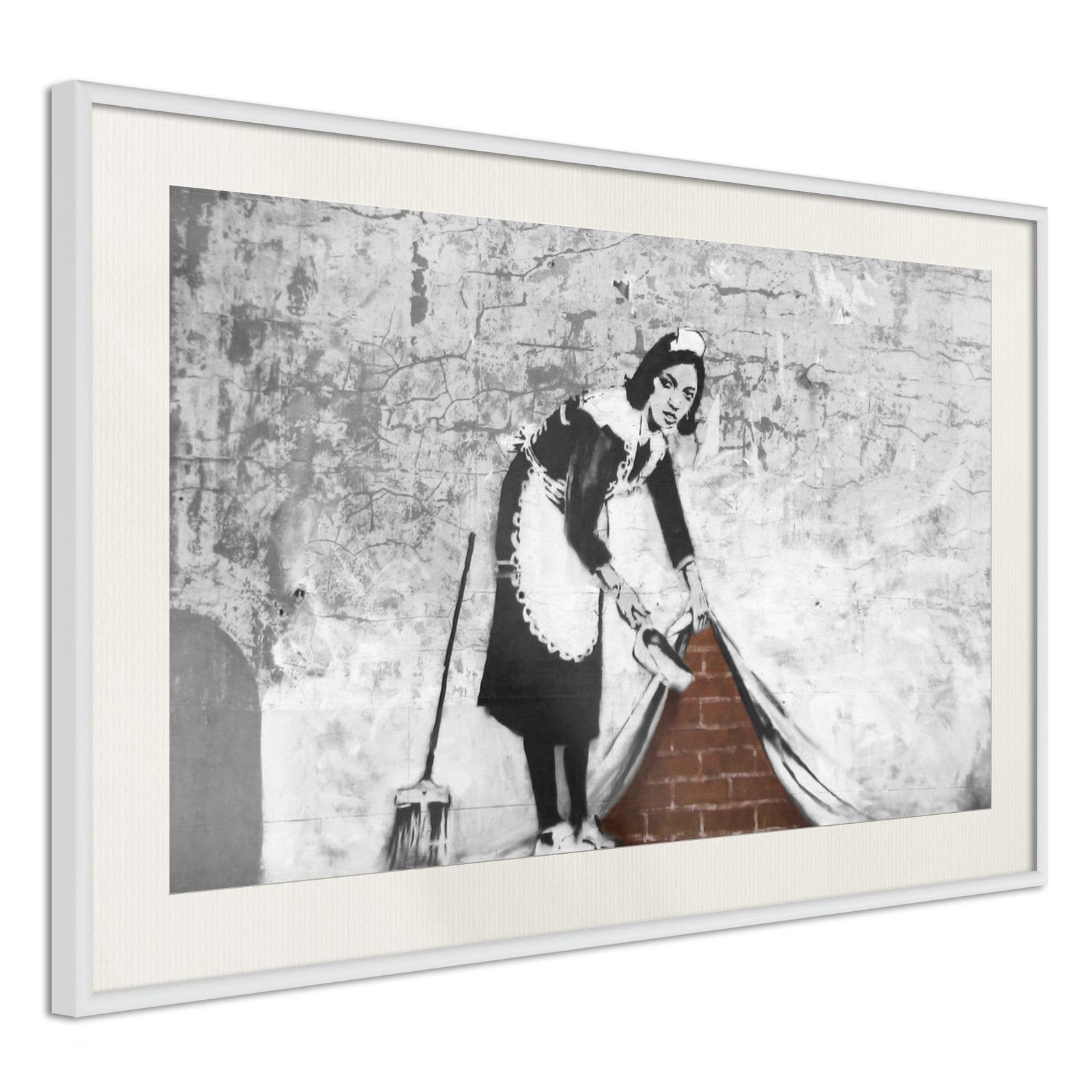 Inramad Poster / Tavla - Banksy: Sweep it Under the Carpet-Poster Inramad-Artgeist-peaceofhome.se