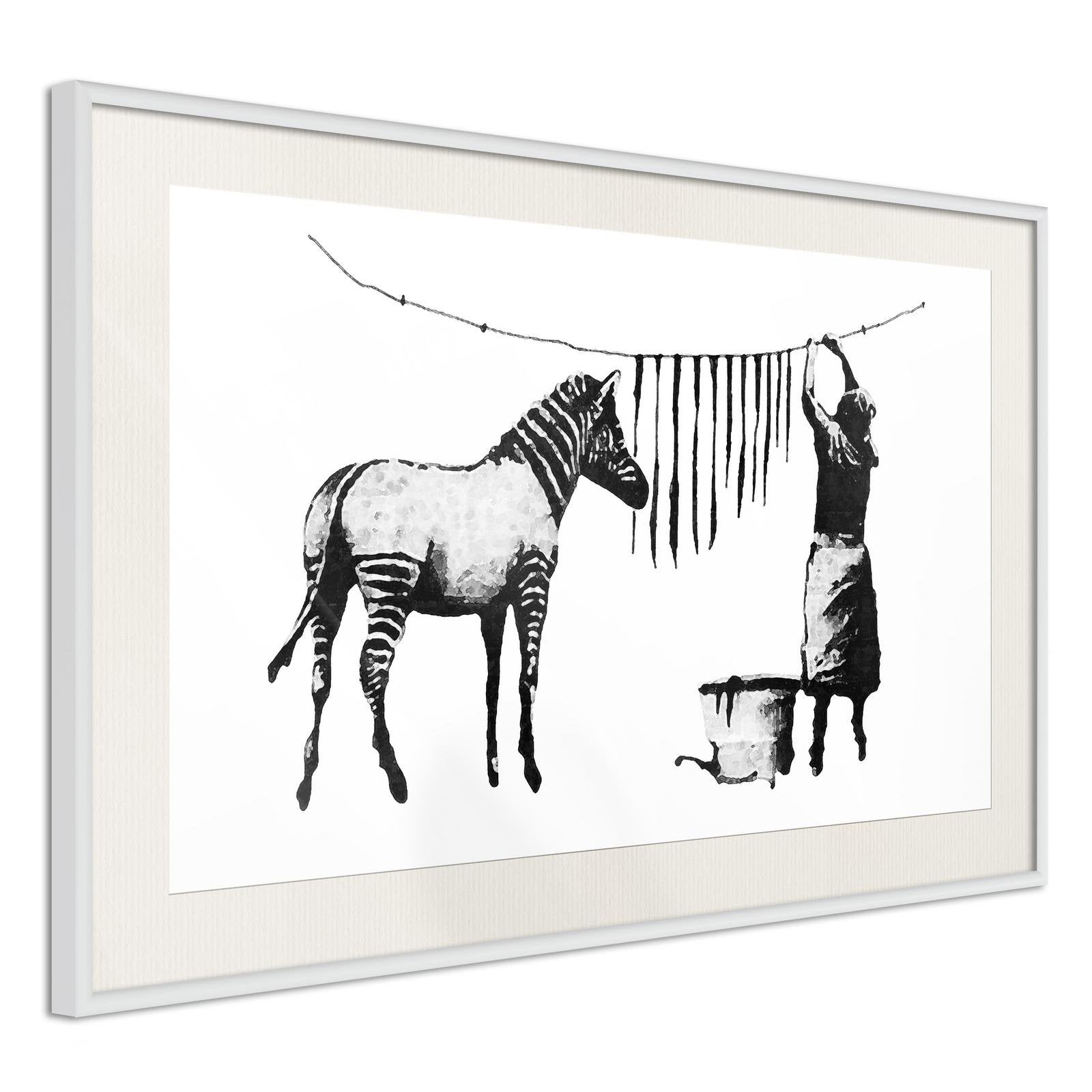 Inramad Poster / Tavla - Banksy: Washing Zebra Stripes-Poster Inramad-Artgeist-peaceofhome.se