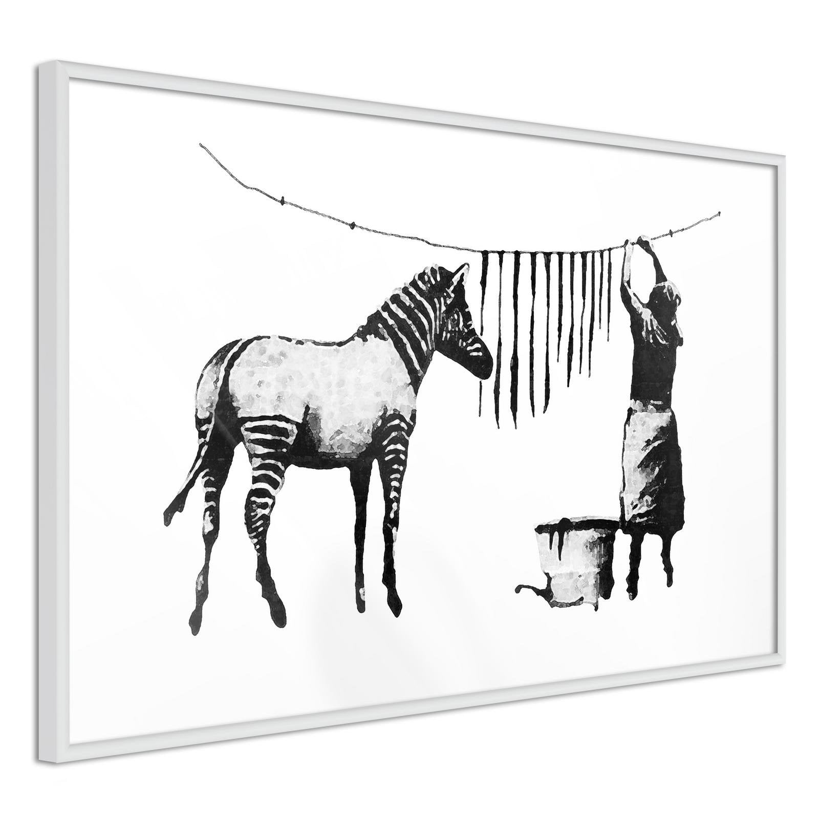 Inramad Poster / Tavla - Banksy: Washing Zebra Stripes-Poster Inramad-Artgeist-peaceofhome.se