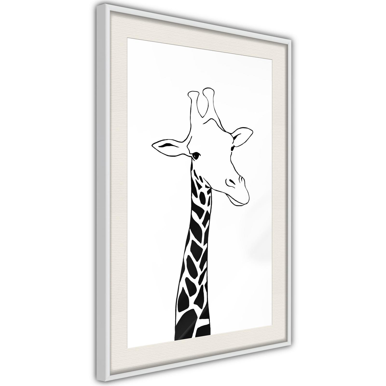 Inramad Poster / Tavla - Black and White Giraffe-Affisch-Artgeist-peaceofhome.se