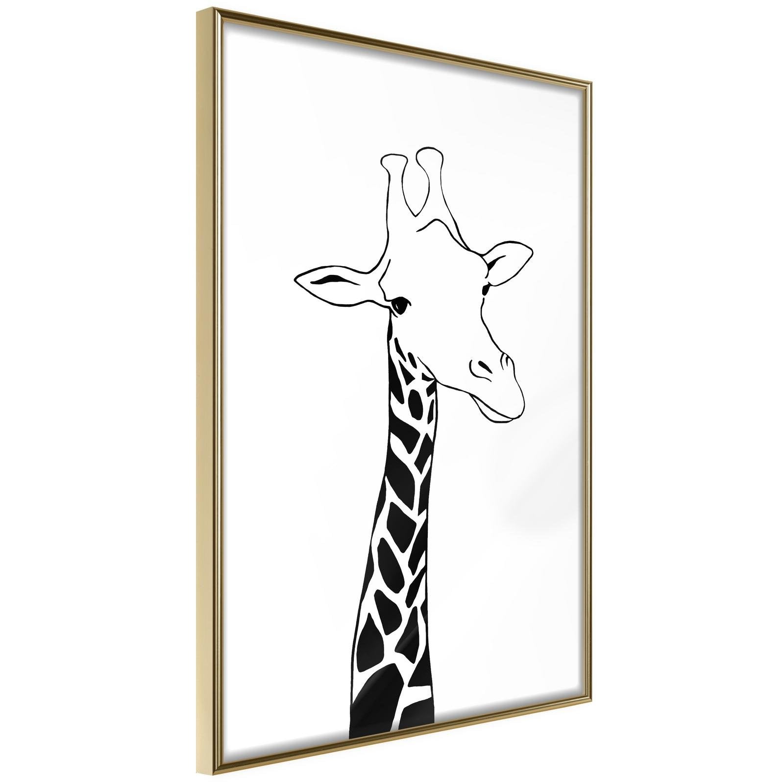 Inramad Poster / Tavla - Black and White Giraffe-Affisch-Artgeist-peaceofhome.se