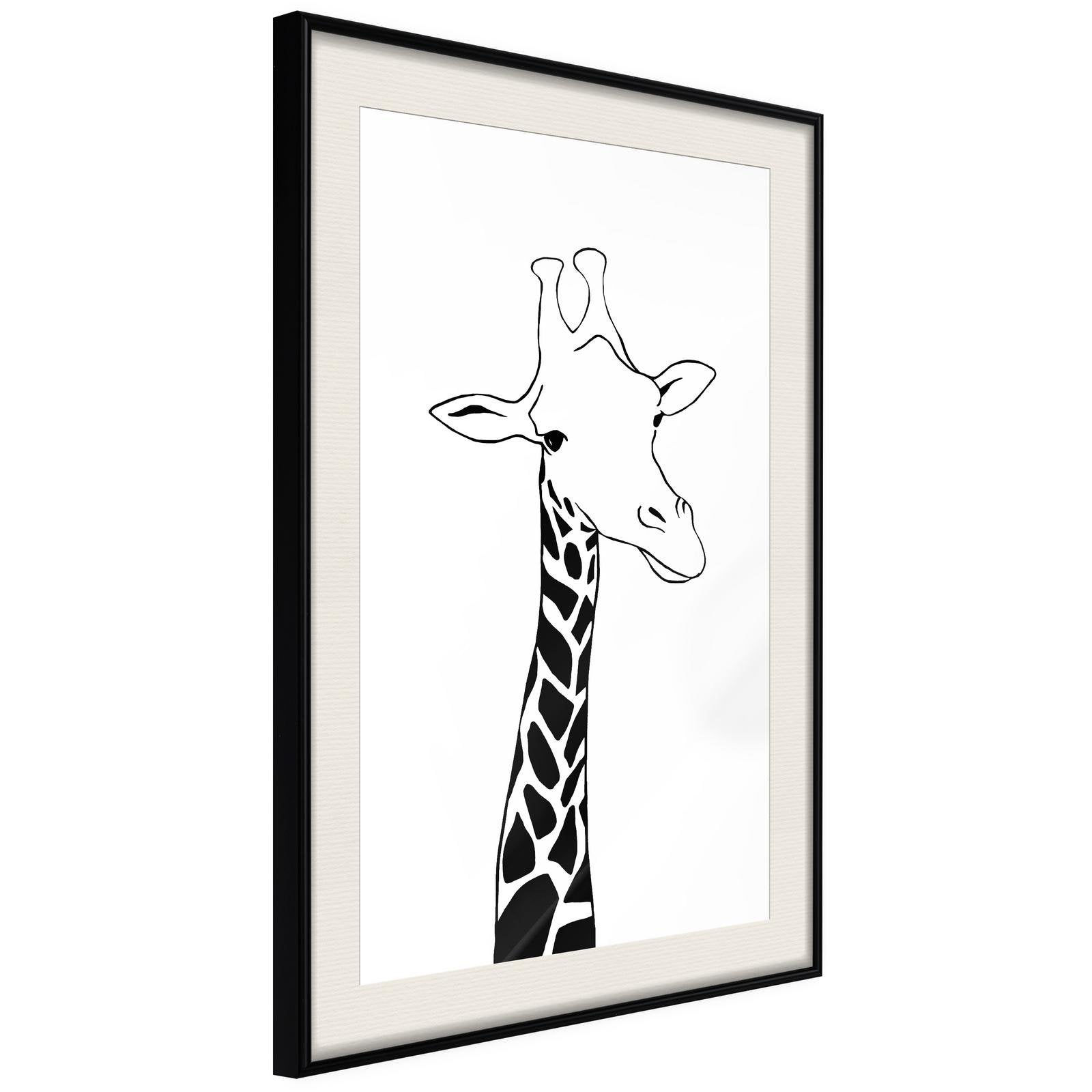 Inramad Poster / Tavla - Black and White Giraffe-Affisch-Artgeist-peaceofhome.se