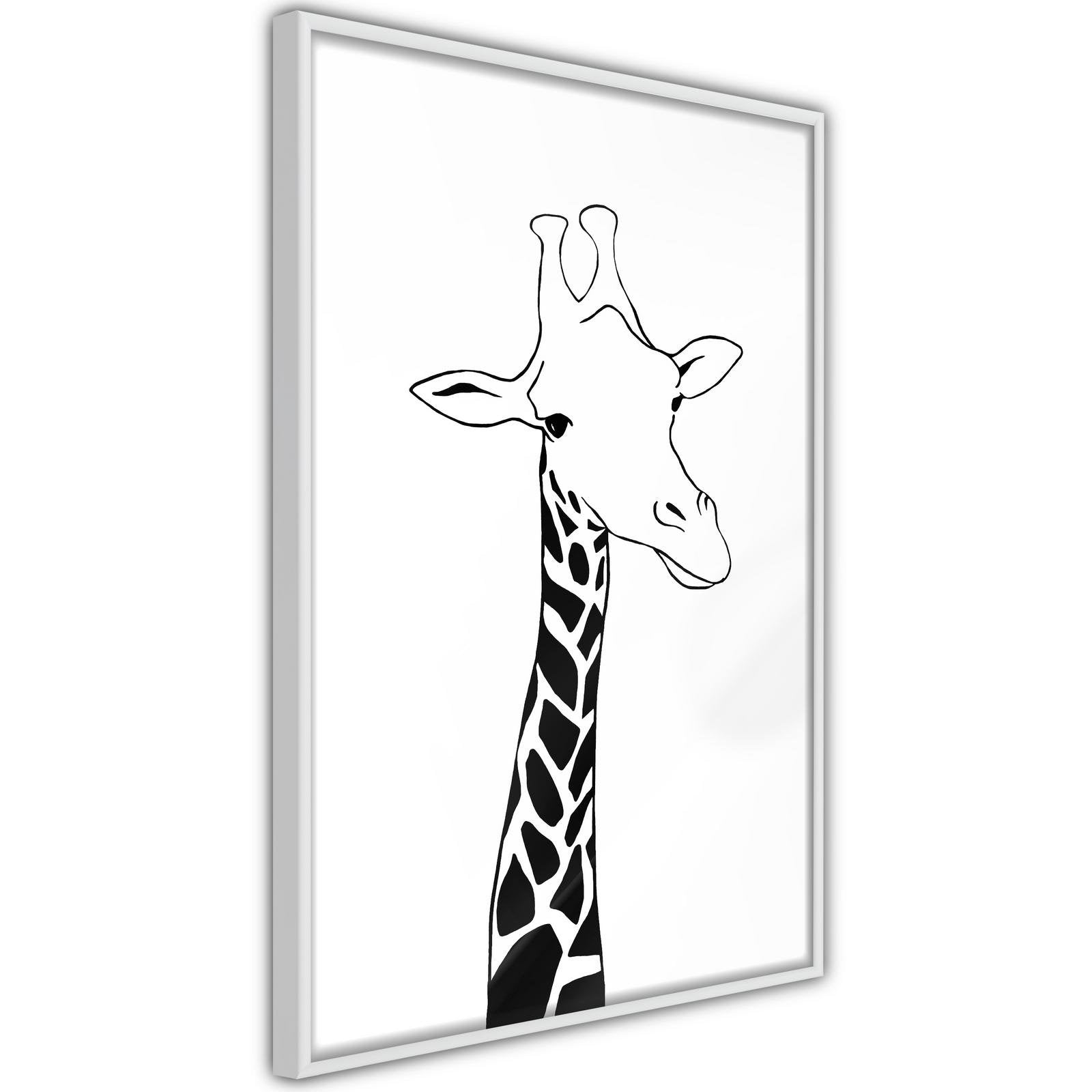 Inramad Poster / Tavla - Black and White Giraffe-Affisch-Artgeist-peaceofhome.se