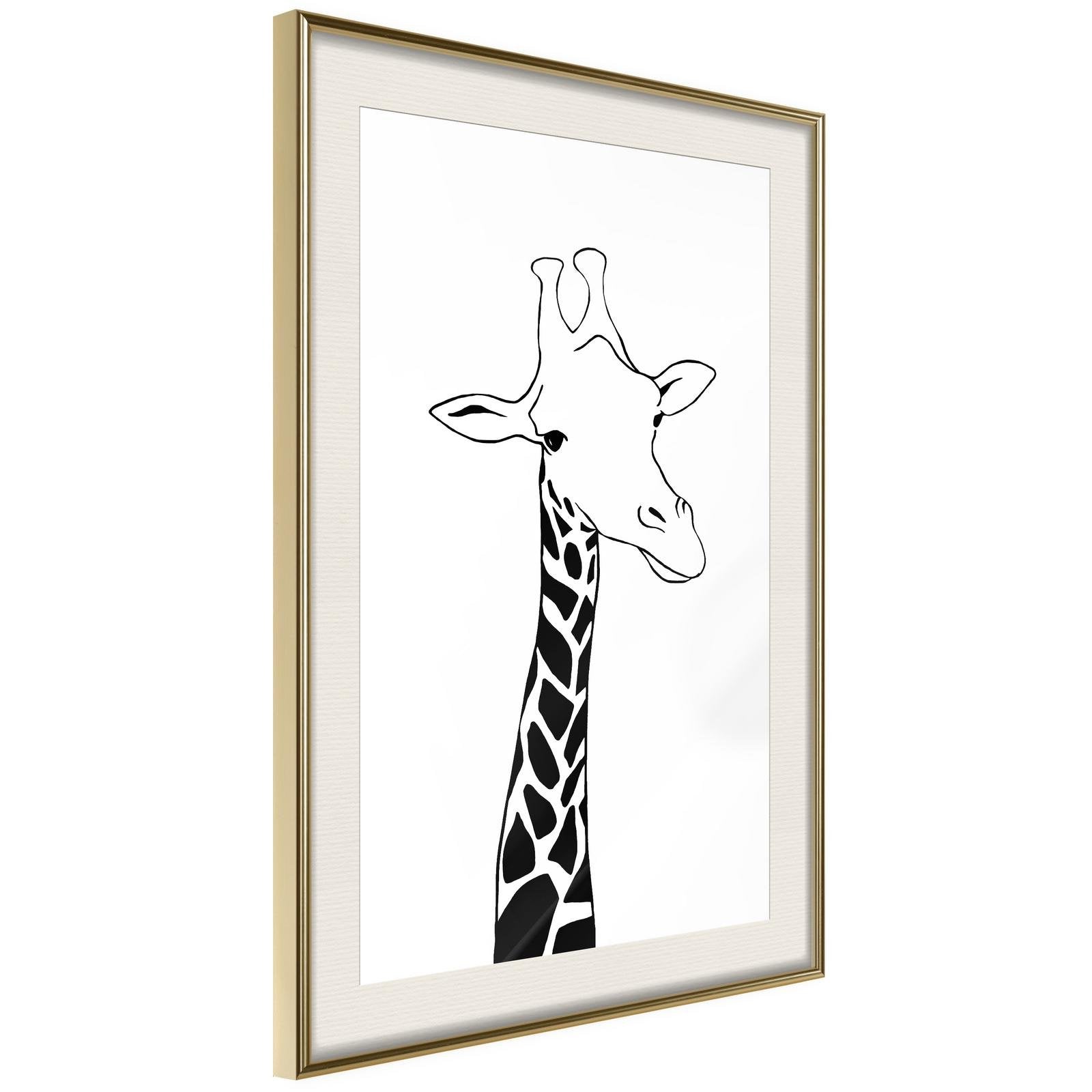 Inramad Poster / Tavla - Black and White Giraffe-Affisch-Artgeist-peaceofhome.se