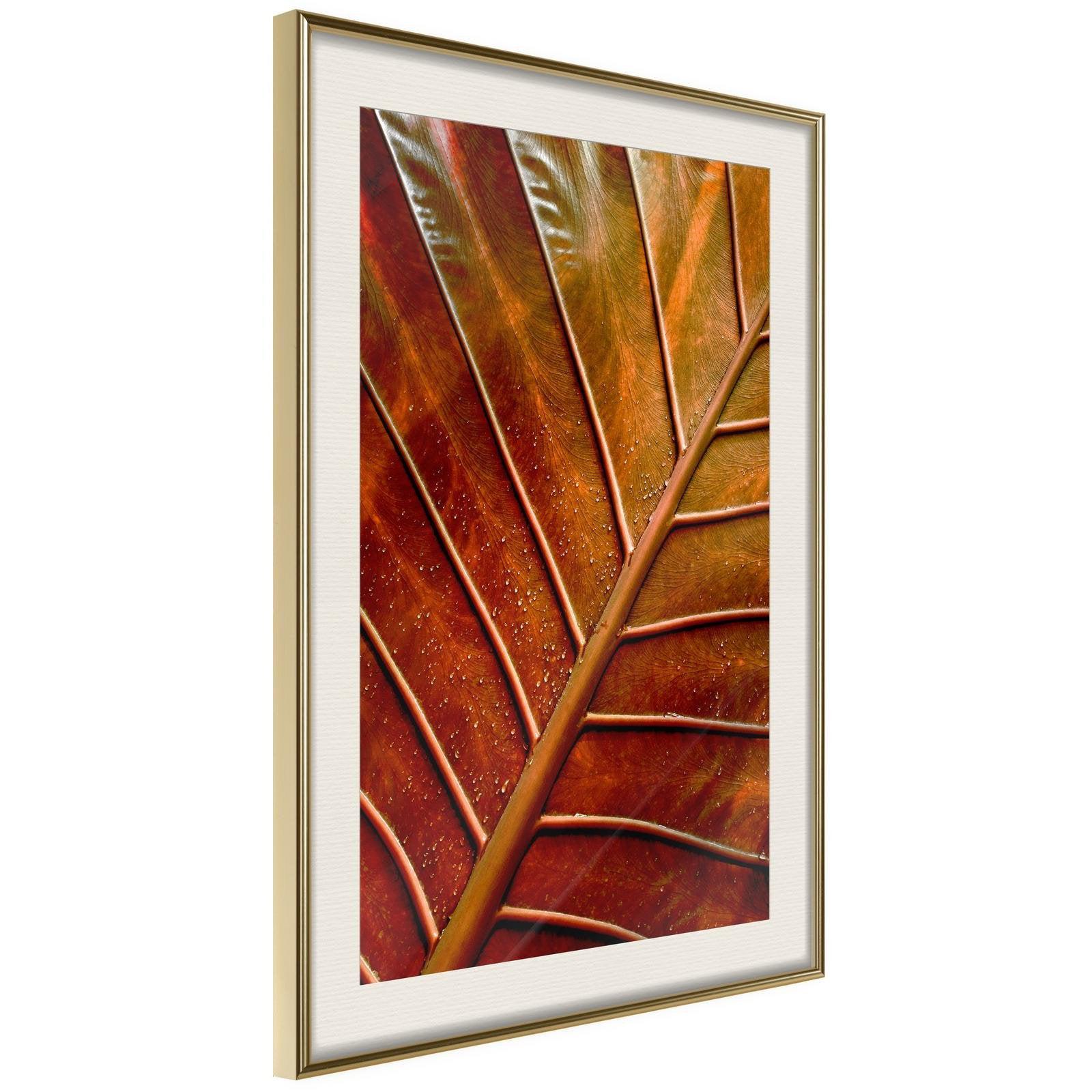 Inramad Poster / Tavla - Bronze Leaf-Affisch-Artgeist-peaceofhome.se