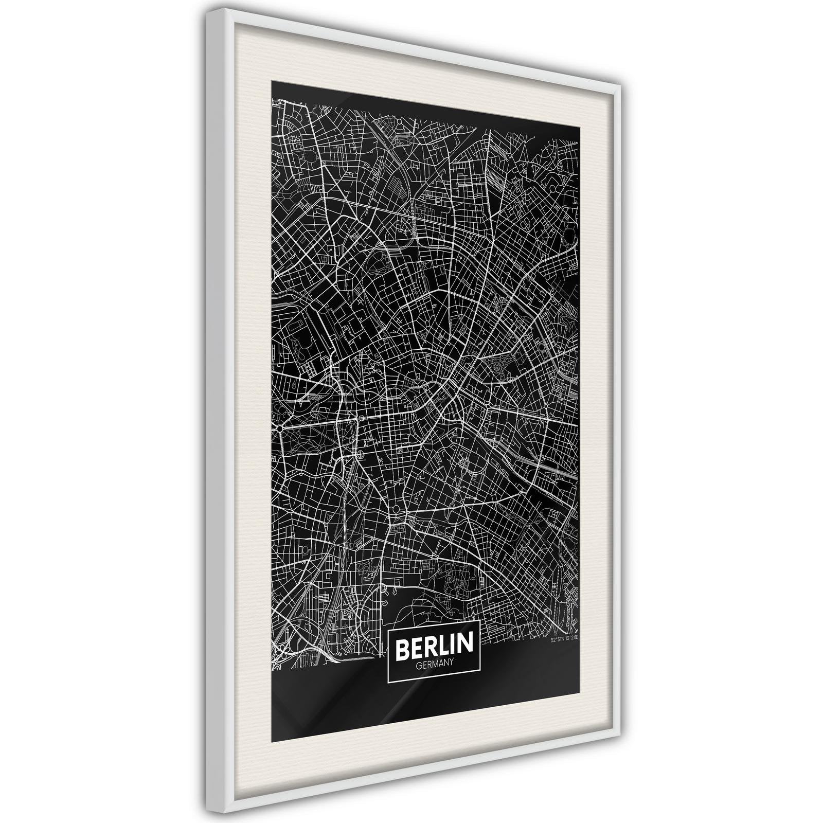 Inramad Poster / Tavla - City Map: Berlin (Dark)-Poster Inramad-Artgeist-peaceofhome.se