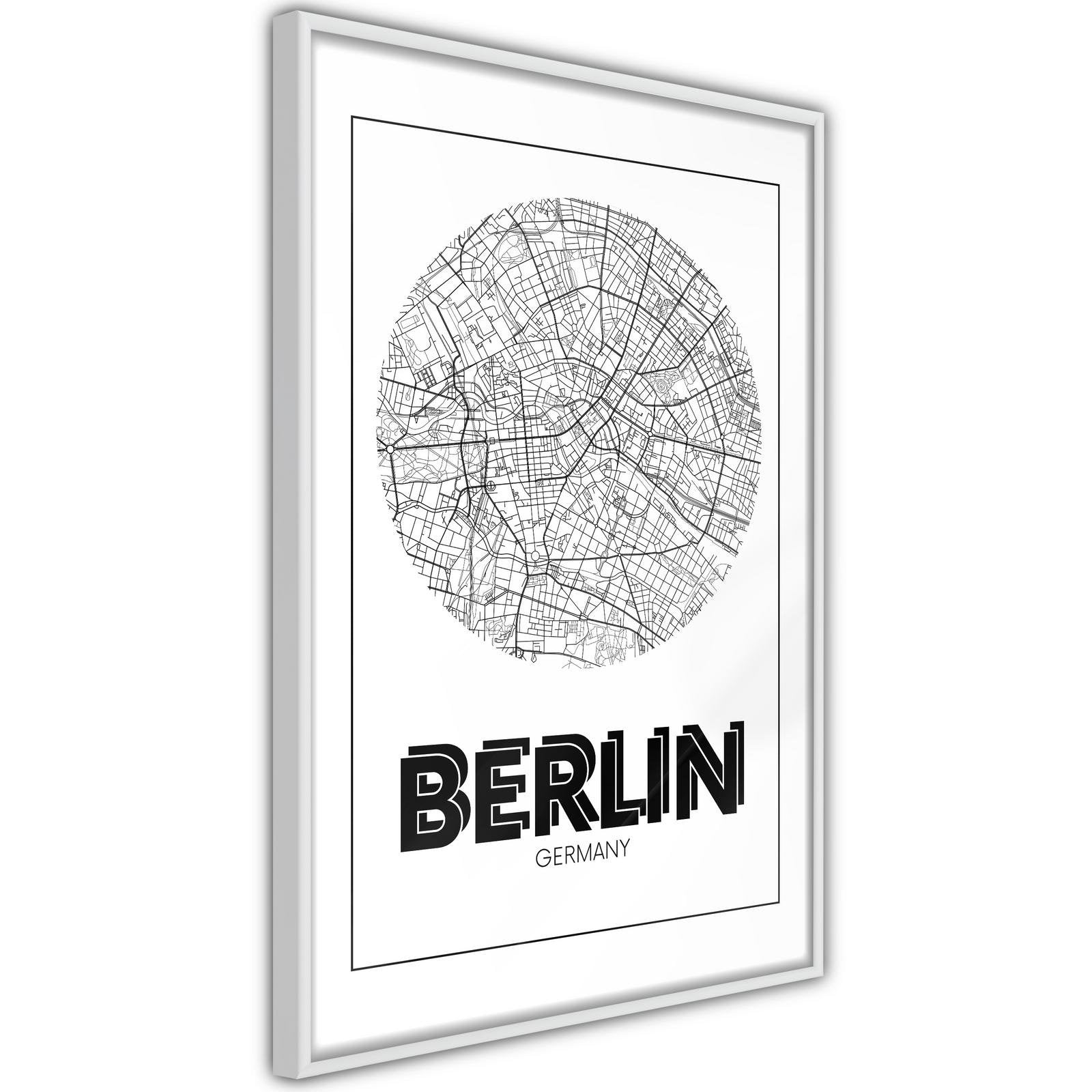 Inramad Poster / Tavla - City Map: Berlin (Round)-Poster Inramad-Artgeist-peaceofhome.se