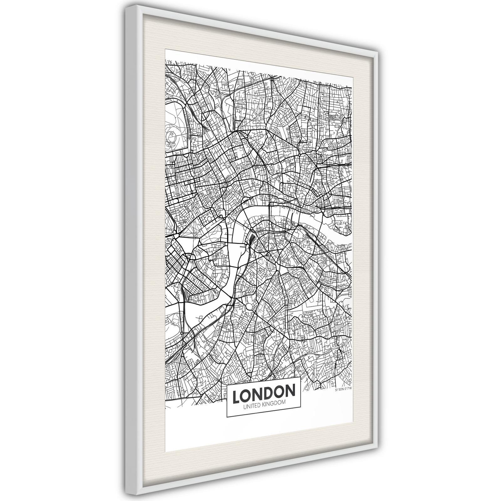 Inramad Poster / Tavla - City Map: London-Poster Inramad-Artgeist-peaceofhome.se