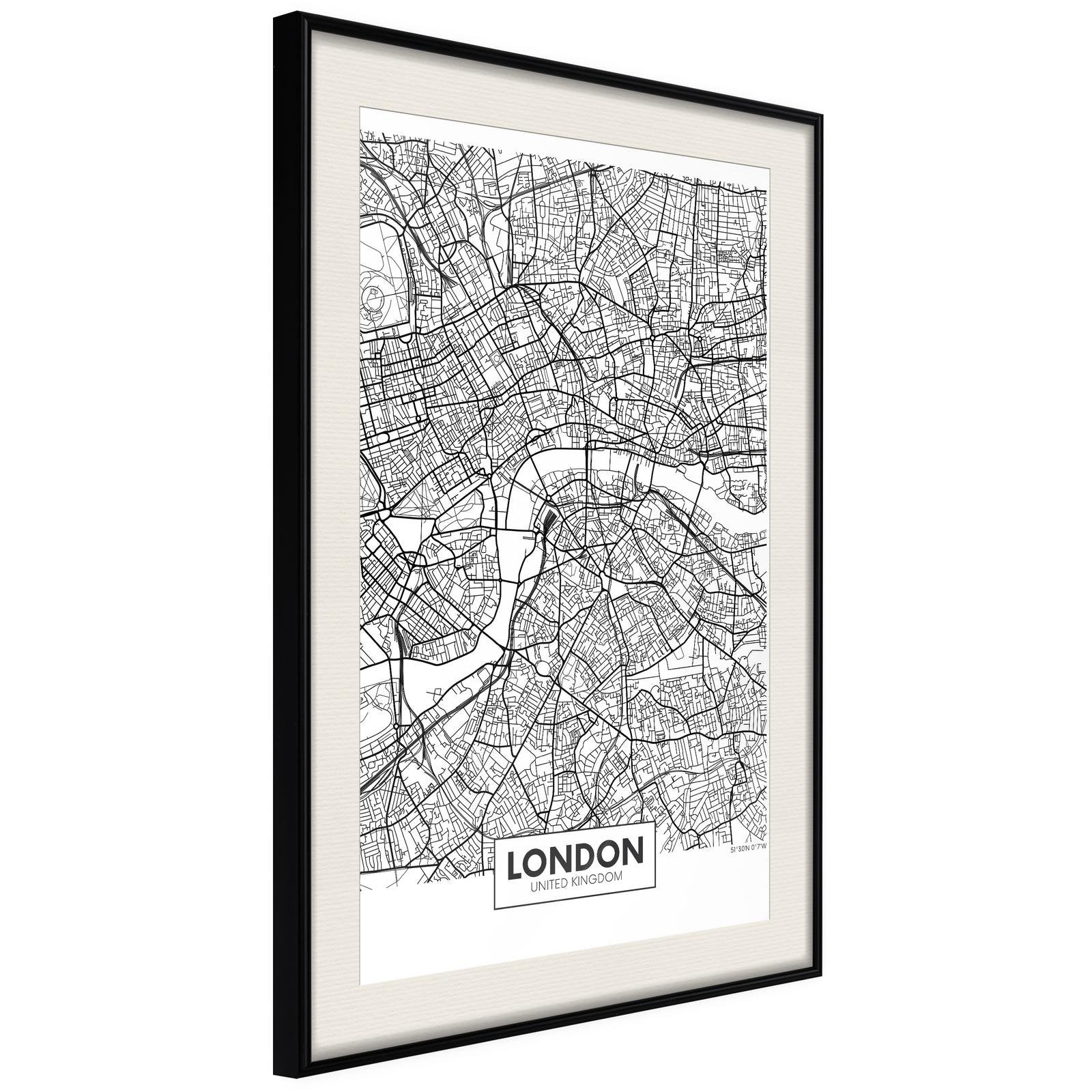 Inramad Poster / Tavla - City Map: London-Poster Inramad-Artgeist-peaceofhome.se