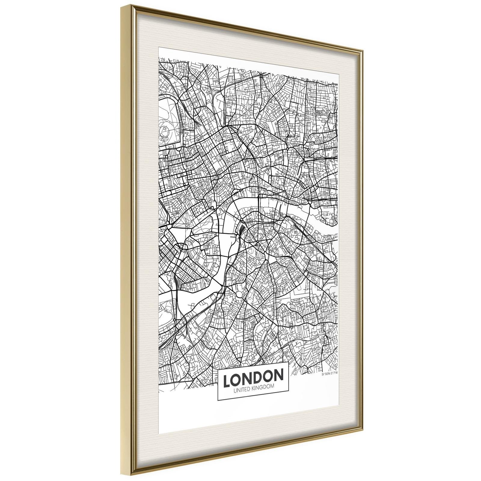 Inramad Poster / Tavla - City Map: London-Poster Inramad-Artgeist-peaceofhome.se