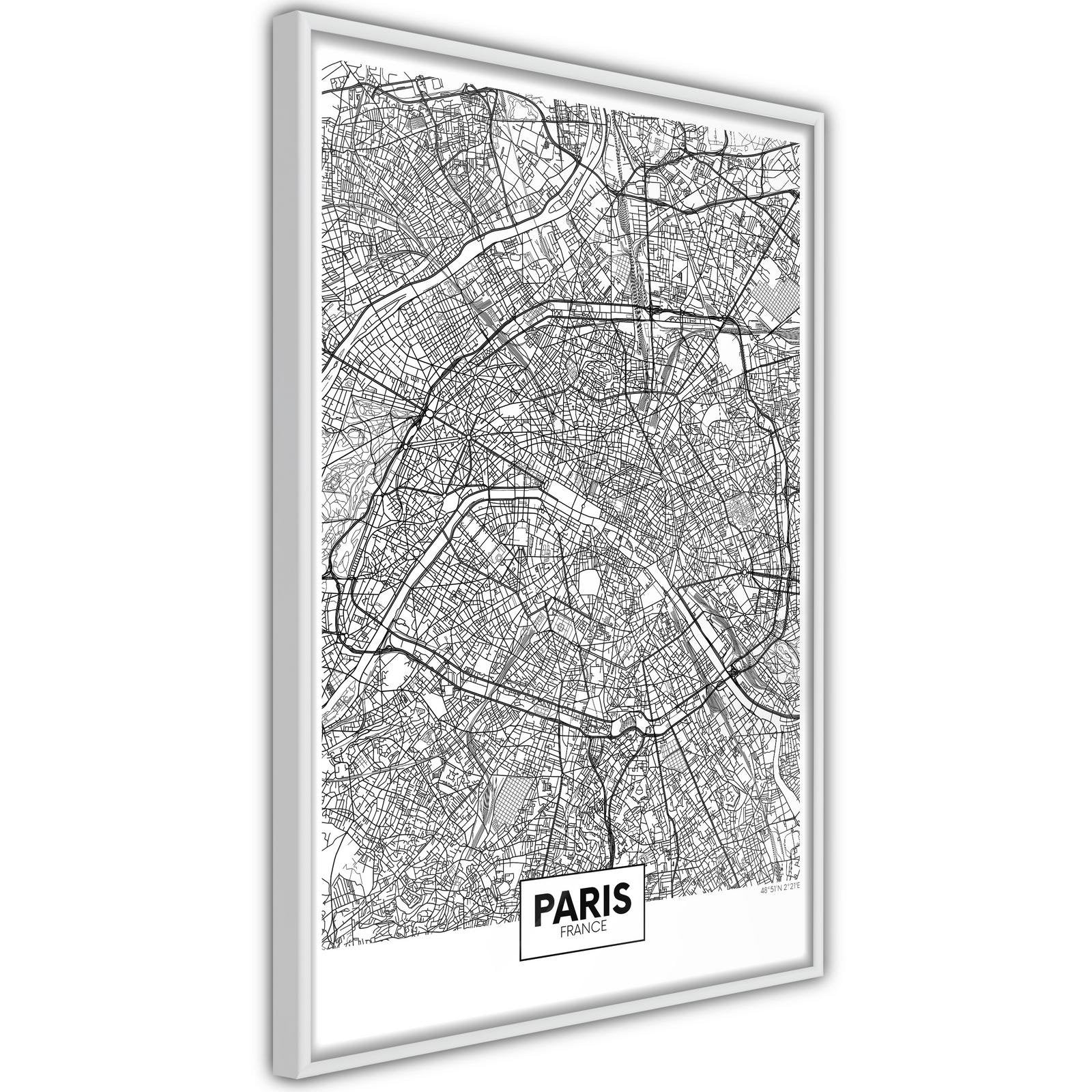 Inramad Poster / Tavla - City Map: Paris-Poster Inramad-Artgeist-peaceofhome.se