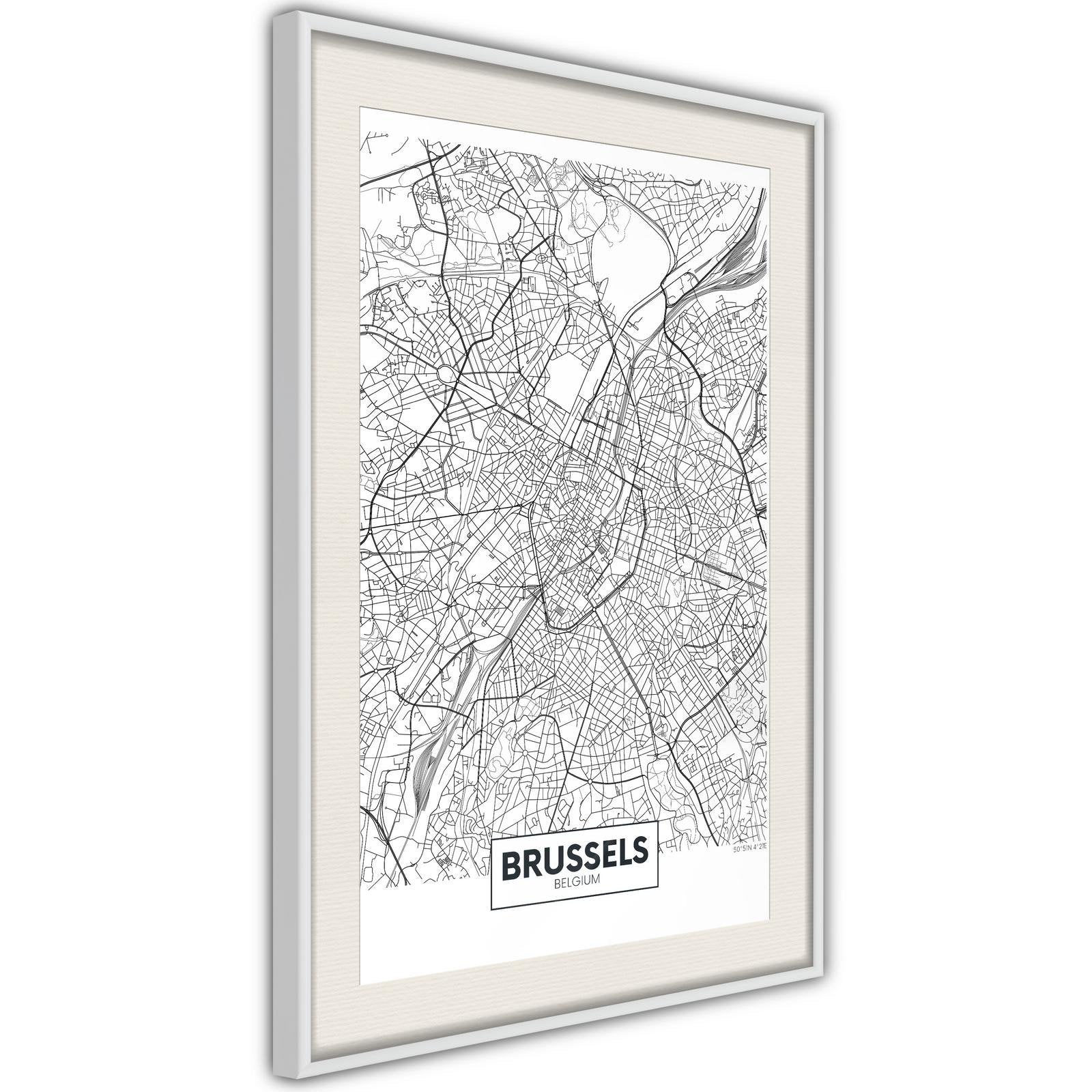 Inramad Poster / Tavla - City map: Brussels-Poster Inramad-Artgeist-peaceofhome.se
