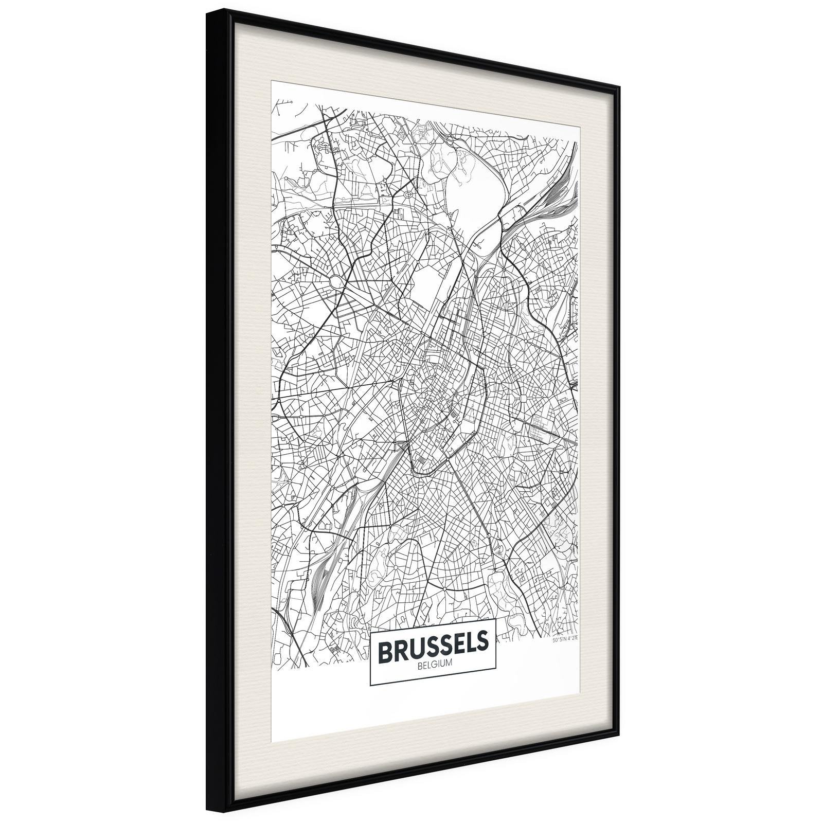 Inramad Poster / Tavla - City map: Brussels-Poster Inramad-Artgeist-peaceofhome.se