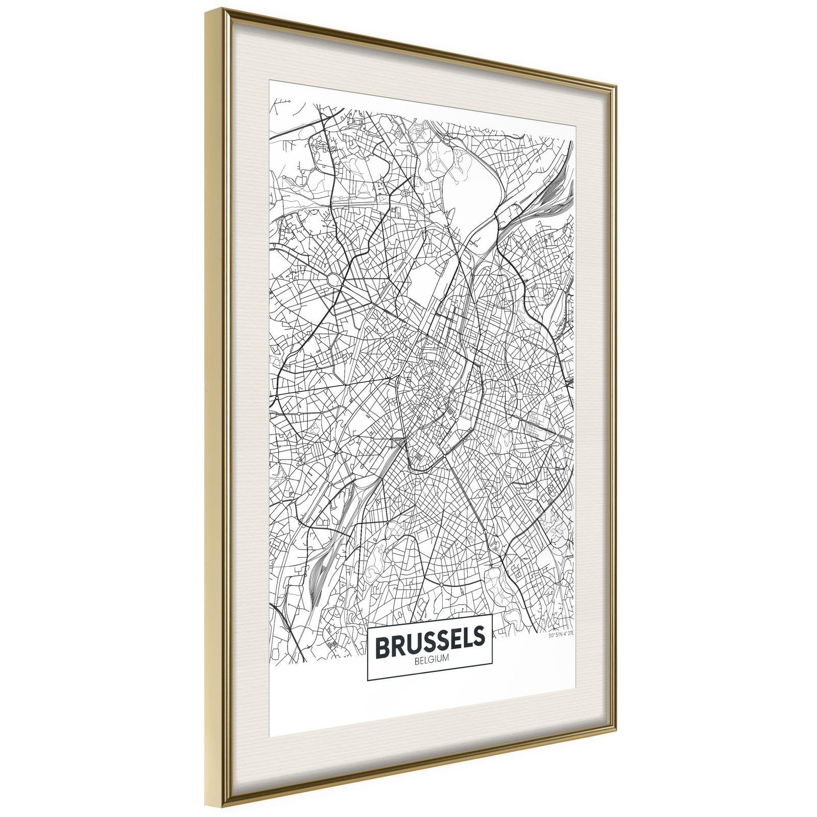 Inramad Poster / Tavla - City map: Brussels-Poster Inramad-Artgeist-peaceofhome.se