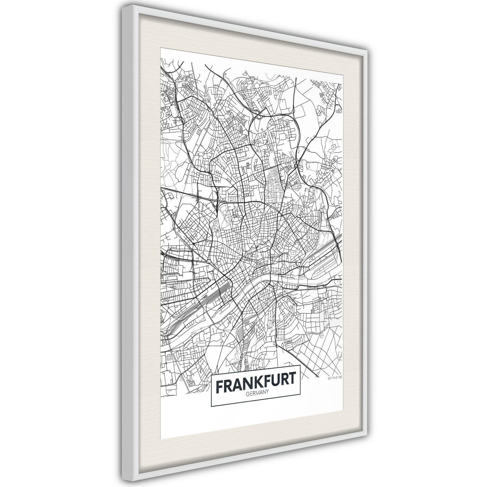 Inramad Poster / Tavla - City map: Frankfurt-Poster Inramad-Artgeist-peaceofhome.se