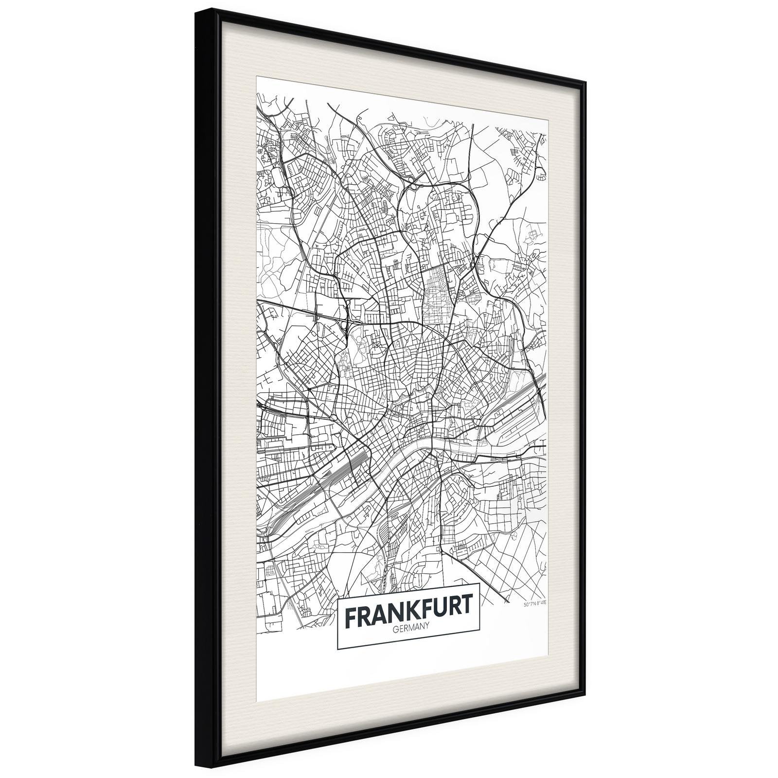 Inramad Poster / Tavla - City map: Frankfurt-Poster Inramad-Artgeist-peaceofhome.se