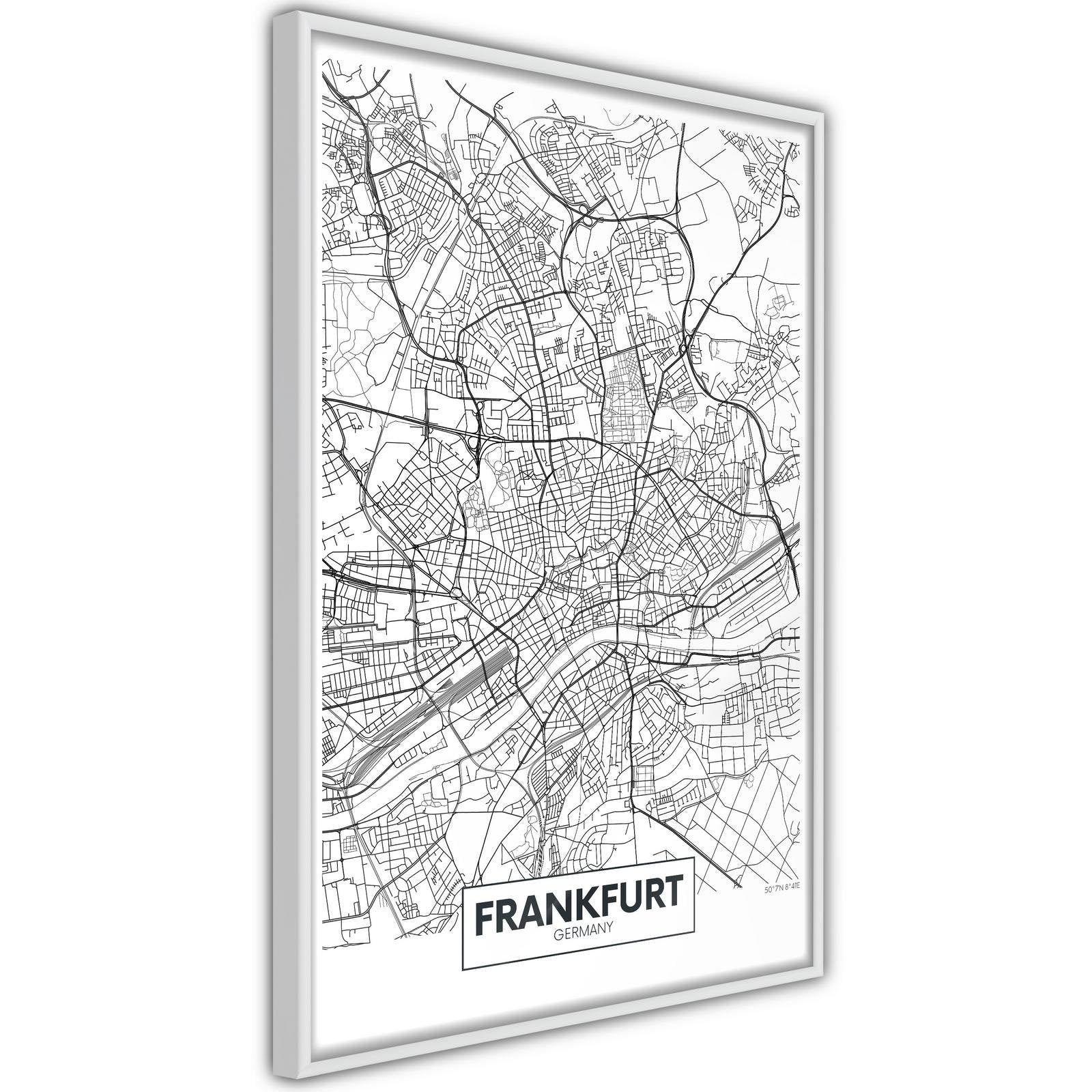 Inramad Poster / Tavla - City map: Frankfurt-Poster Inramad-Artgeist-peaceofhome.se