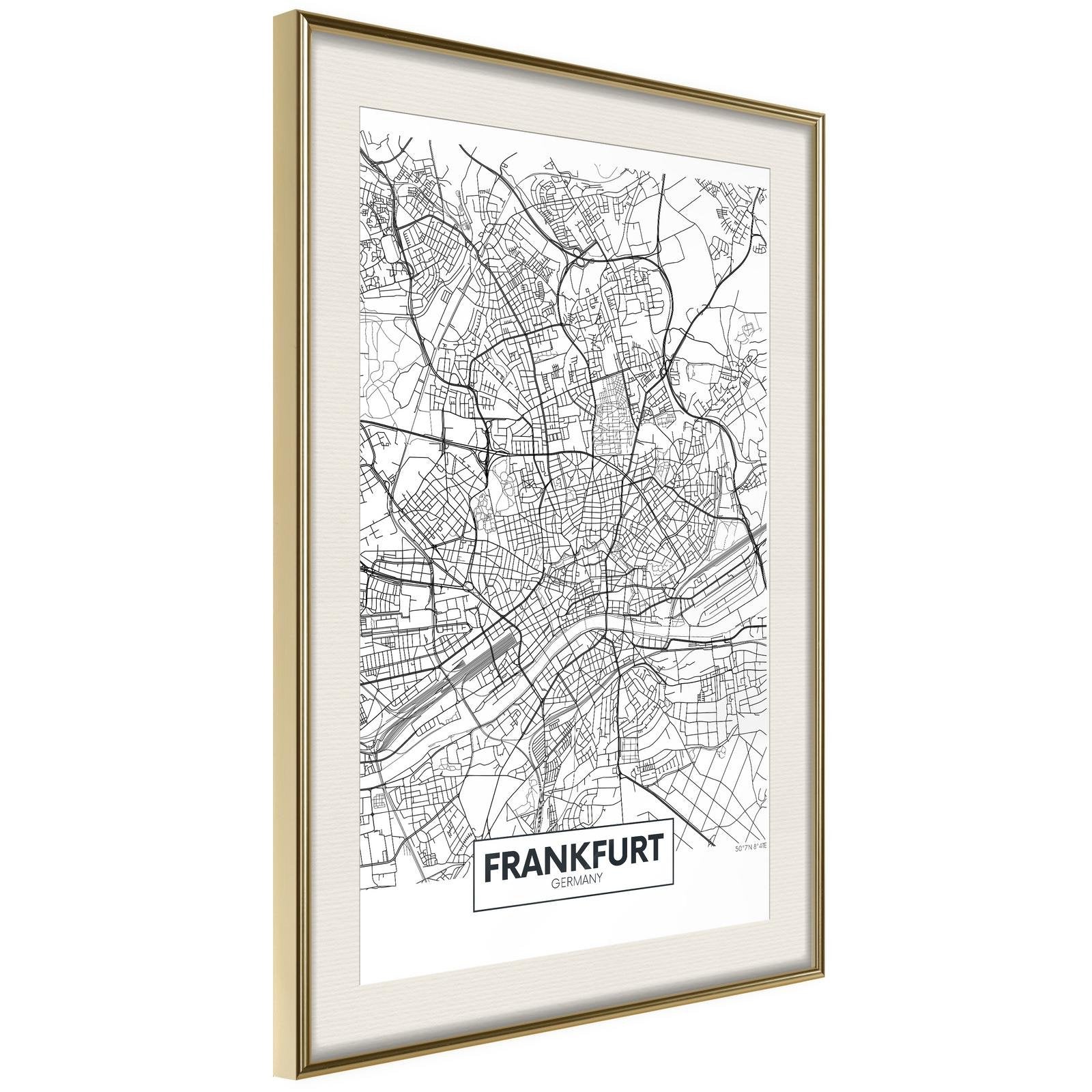 Inramad Poster / Tavla - City map: Frankfurt-Poster Inramad-Artgeist-peaceofhome.se