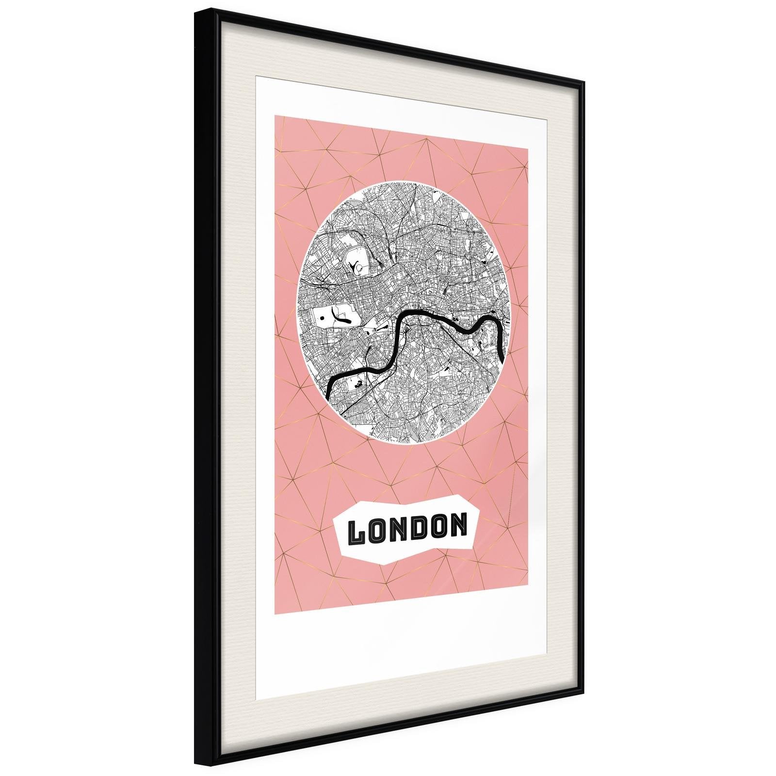 Inramad Poster / Tavla - City map: London (Pink)-Poster Inramad-Artgeist-peaceofhome.se