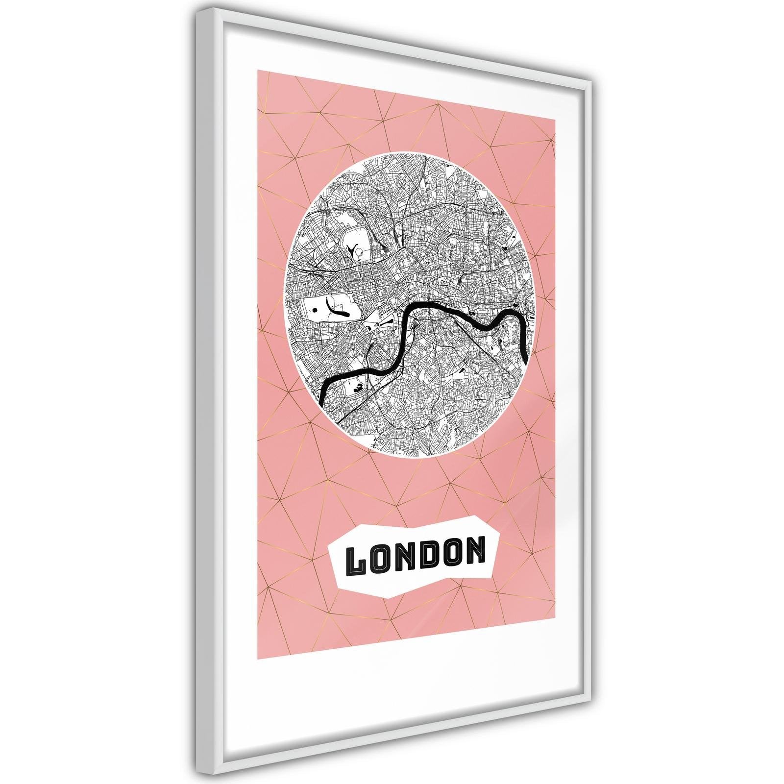 Inramad Poster / Tavla - City map: London (Pink)-Poster Inramad-Artgeist-peaceofhome.se