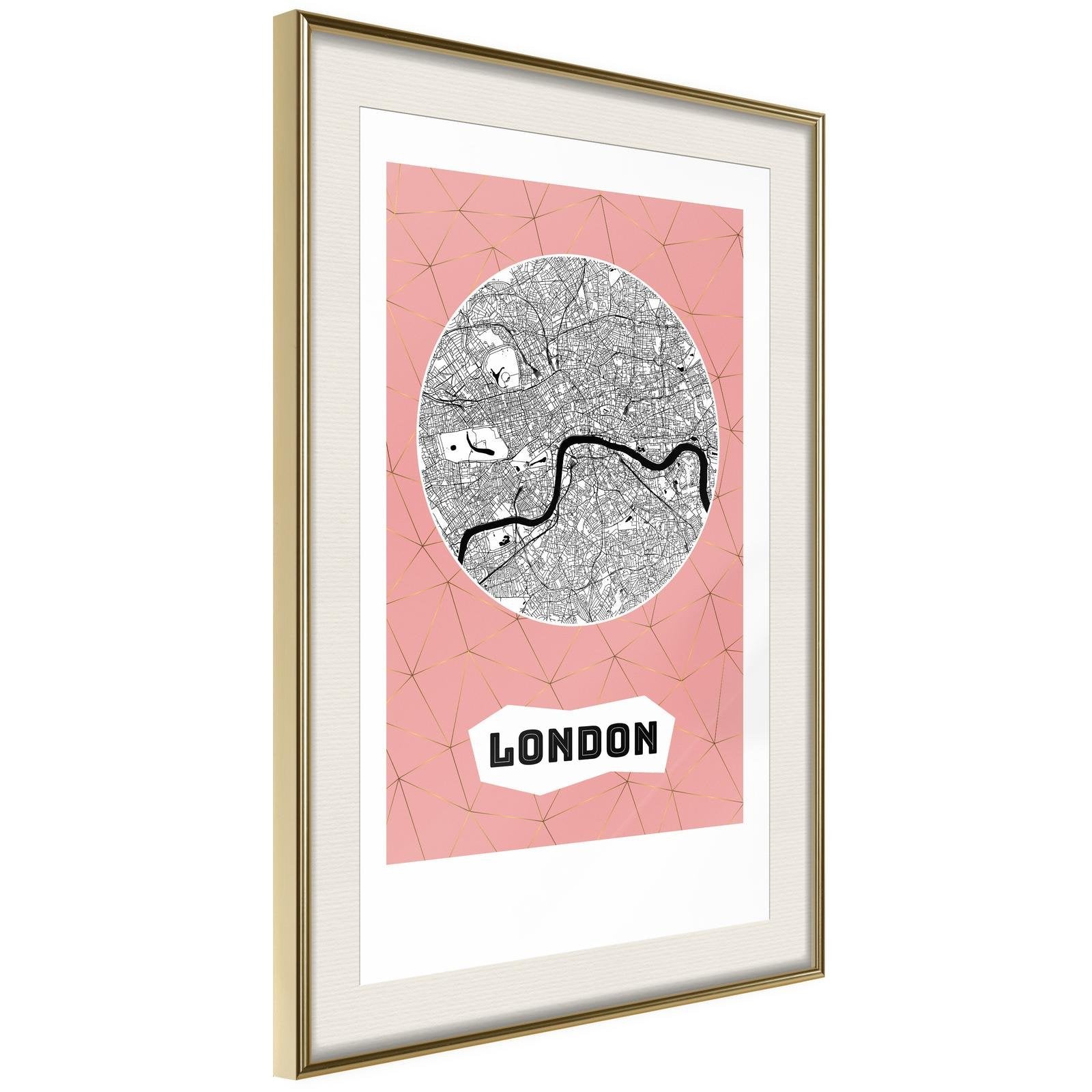 Inramad Poster / Tavla - City map: London (Pink)-Poster Inramad-Artgeist-peaceofhome.se