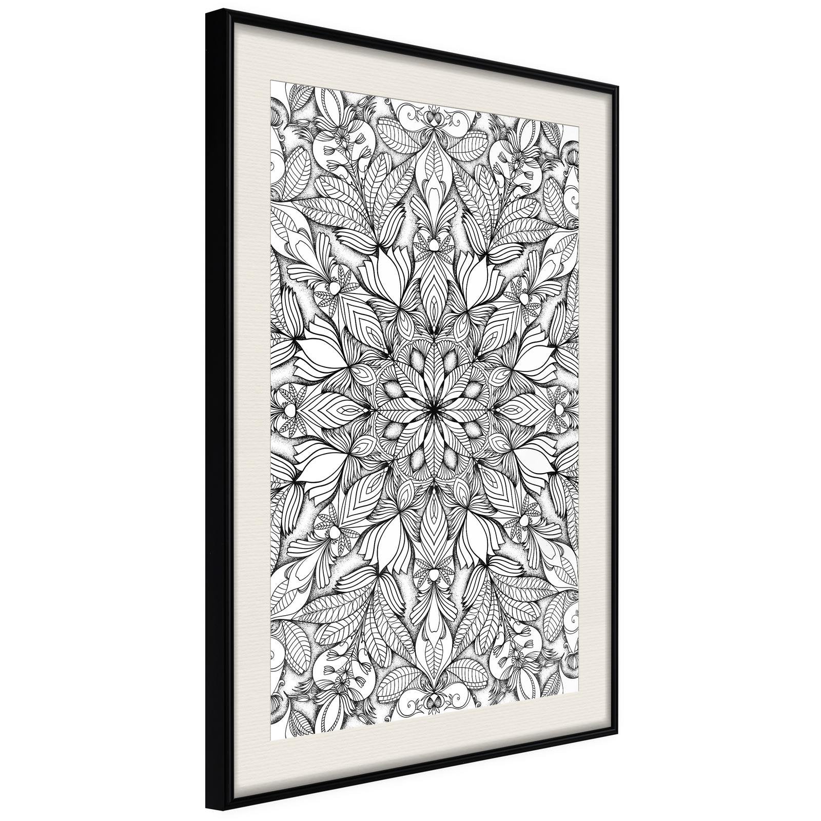 Inramad Poster / Tavla - Colourless Mandala-Poster Inramad-Artgeist-peaceofhome.se