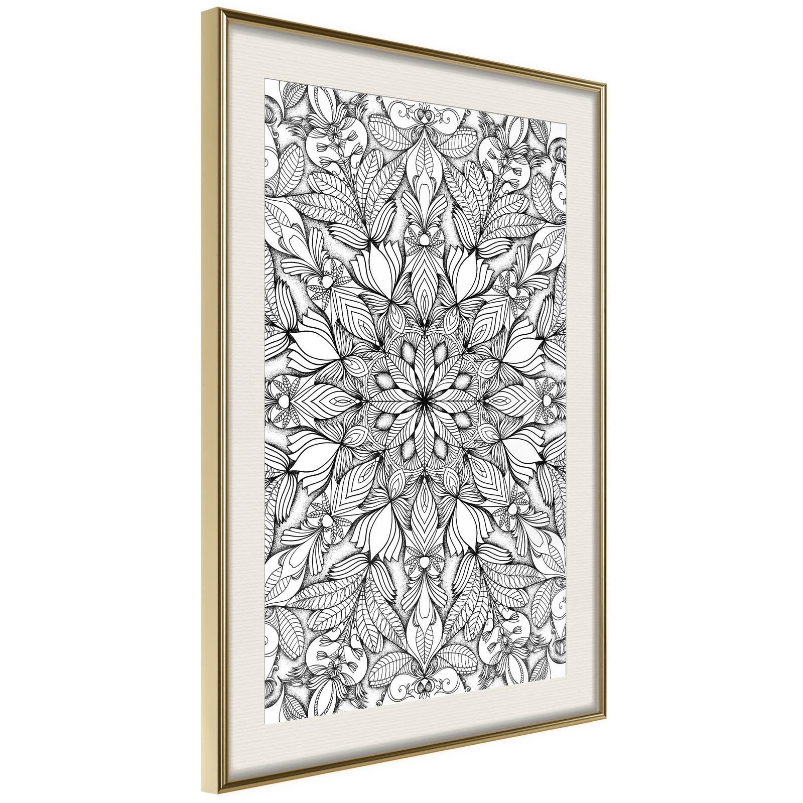 Inramad Poster / Tavla - Colourless Mandala-Poster Inramad-Artgeist-peaceofhome.se