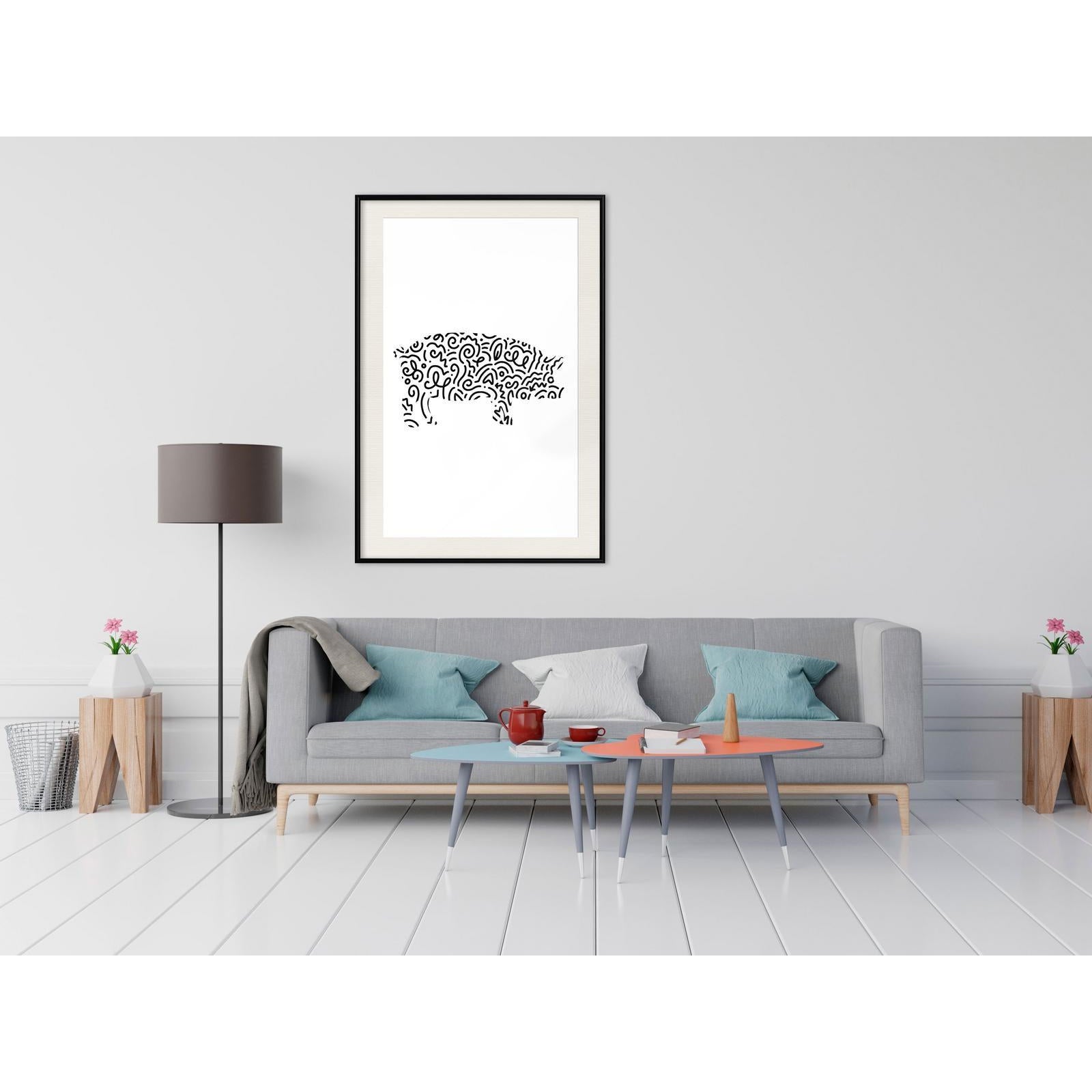 Inramad Poster / Tavla - Curly Pig-Affisch-Artgeist-peaceofhome.se