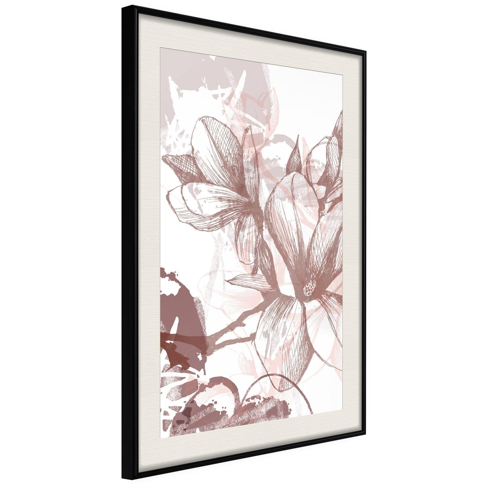 Inramad Poster / Tavla - Drawn Flower-Poster Inramad-Artgeist-peaceofhome.se