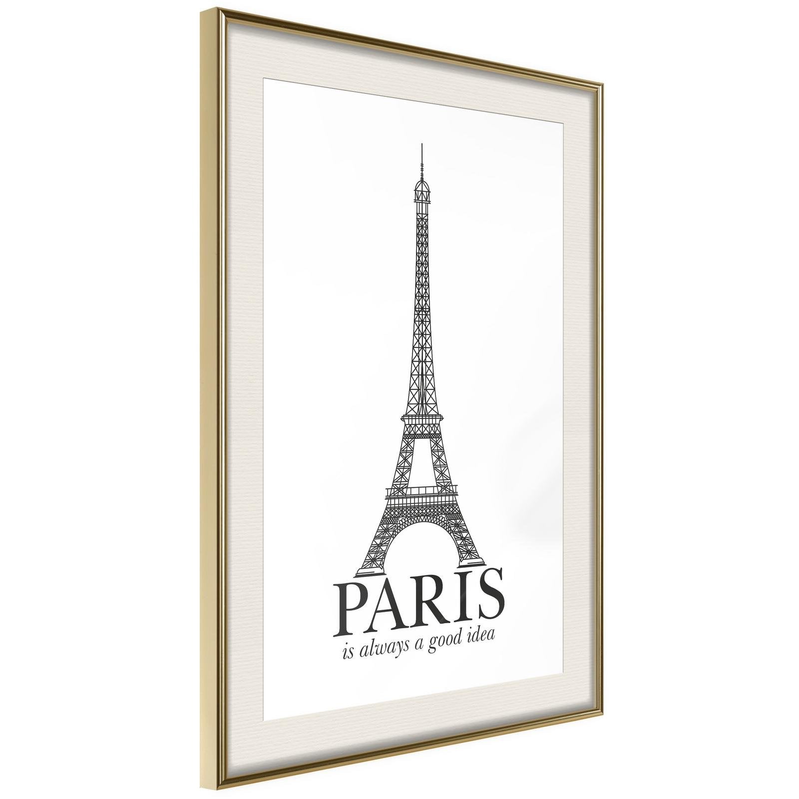 Inramad Poster / Tavla - Eiffel Tower-Poster Inramad-Artgeist-peaceofhome.se