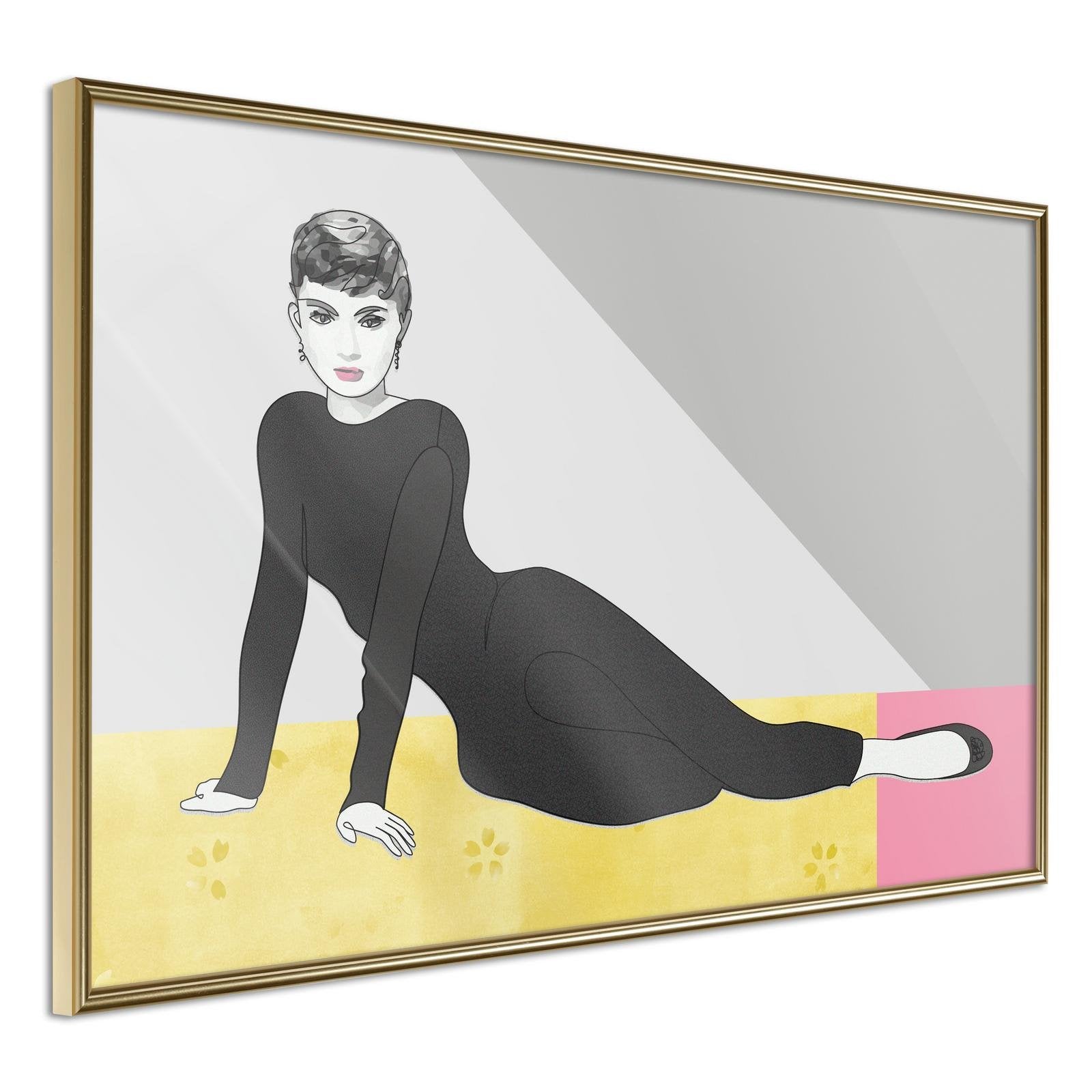 Inramad Poster / Tavla - Elegant Audrey-Poster Inramad-Artgeist-30x20-Guldram-peaceofhome.se