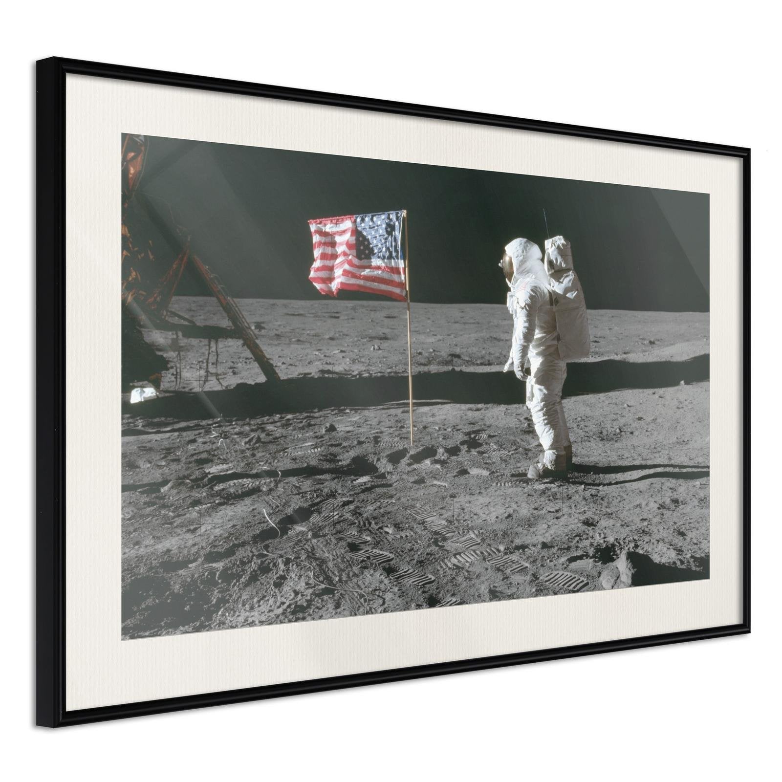 Inramad Poster / Tavla - Flag on the Moon-Poster Inramad-Artgeist-peaceofhome.se