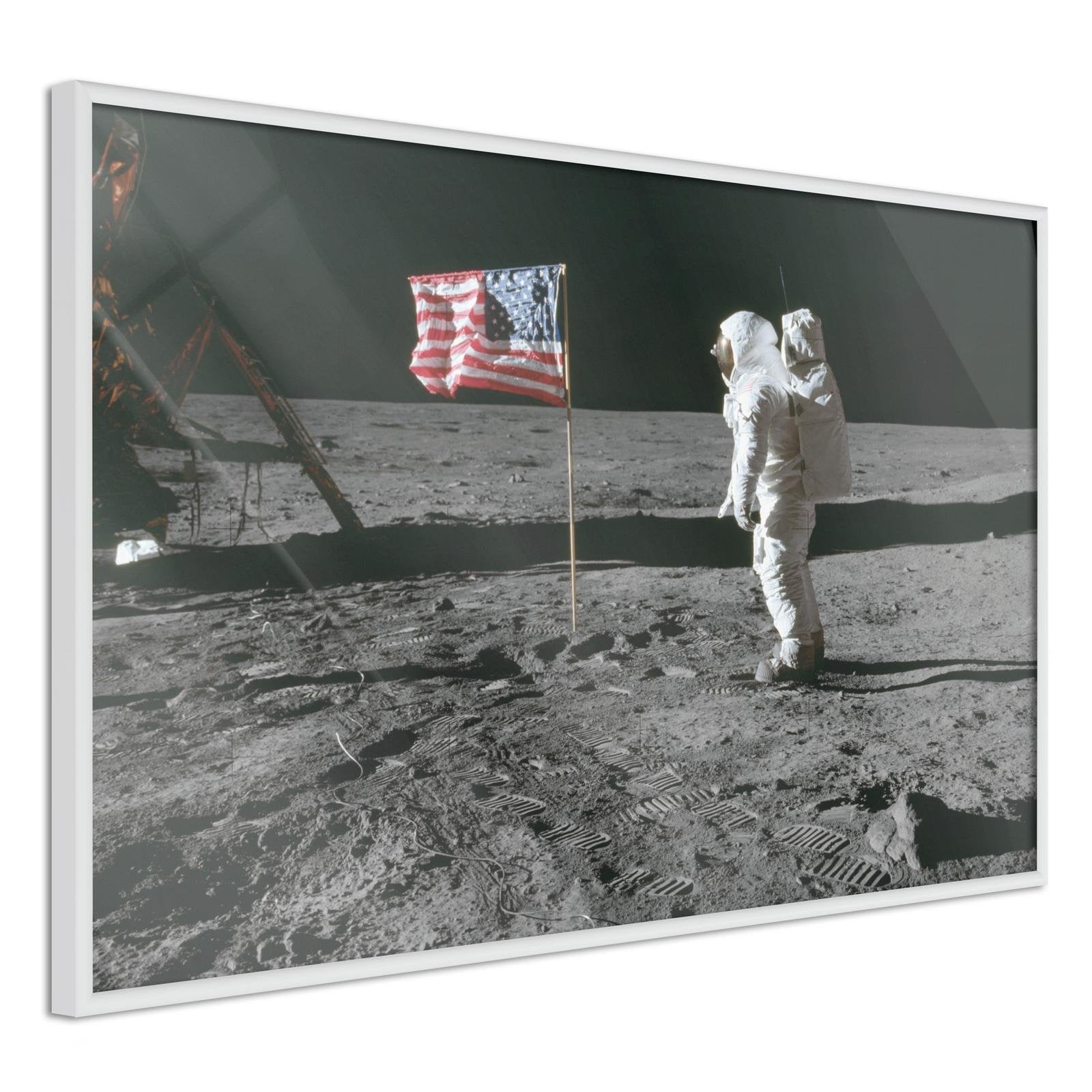 Inramad Poster / Tavla - Flag on the Moon-Poster Inramad-Artgeist-peaceofhome.se
