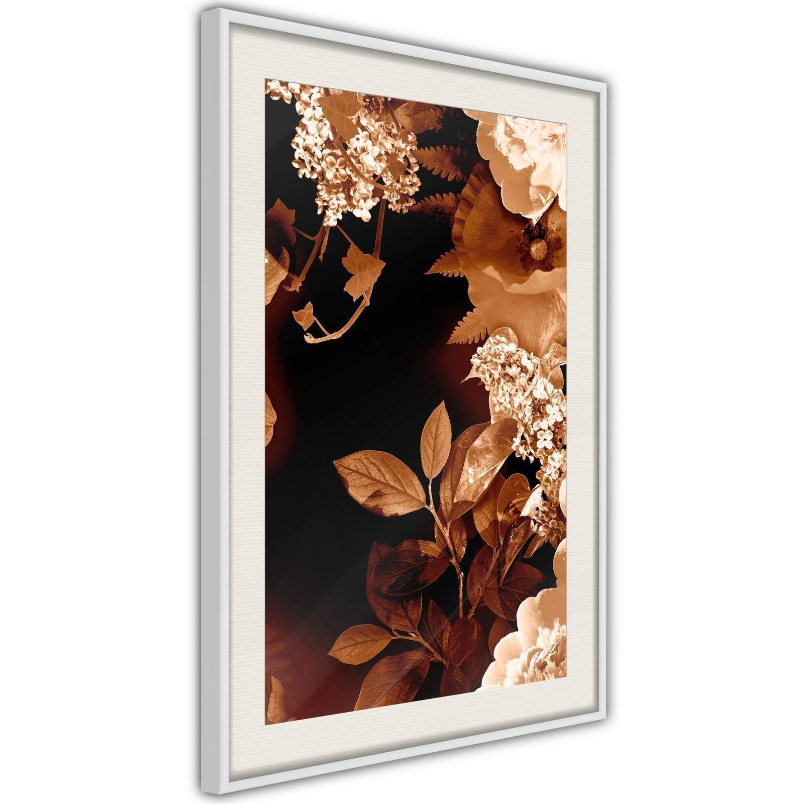 Inramad Poster / Tavla - Flower Decoration in Sepia-Poster Inramad-Artgeist-peaceofhome.se