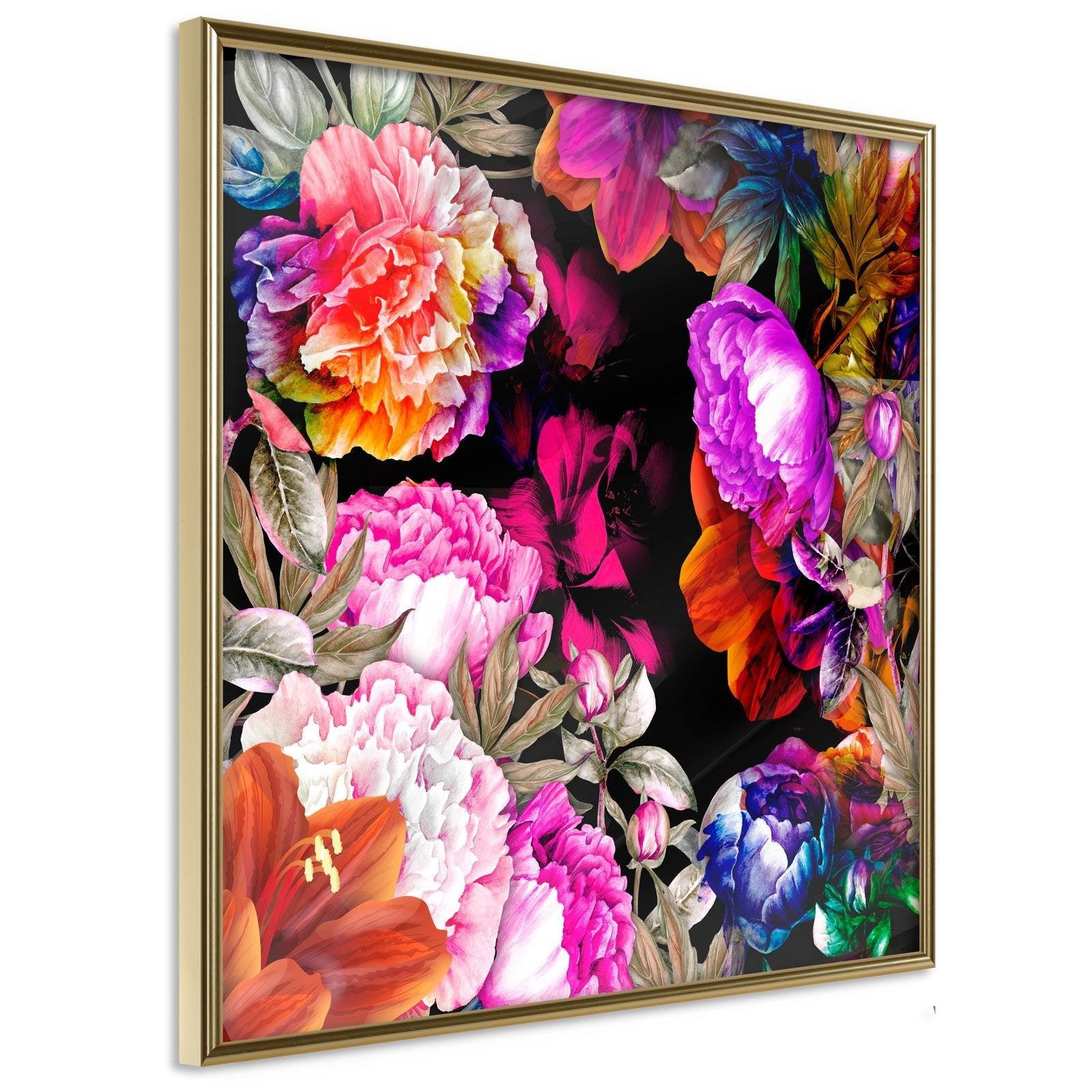 Inramad Poster / Tavla - Flower Sonata (Square)-Poster Inramad-Artgeist-20x20-Guldram-peaceofhome.se