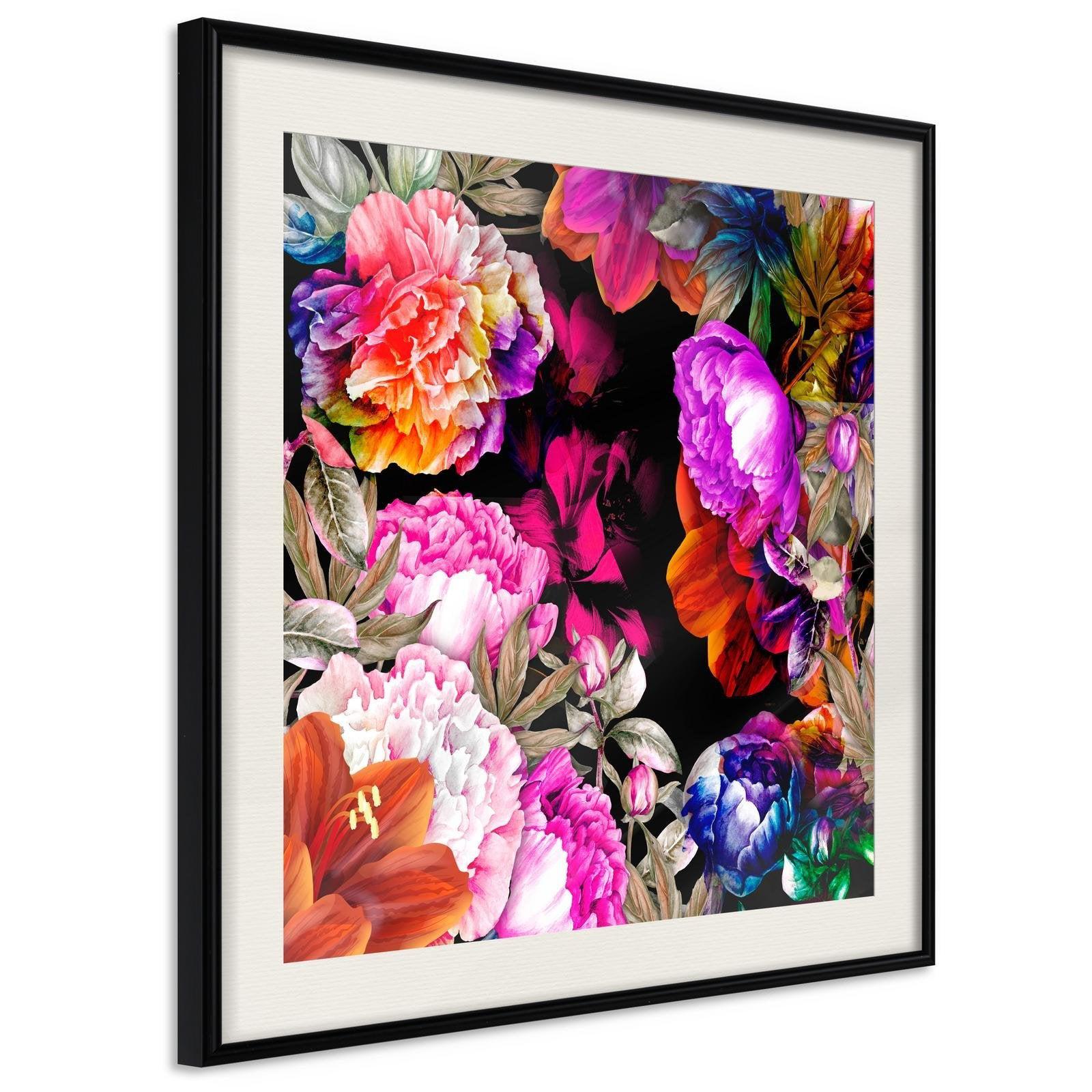 Inramad Poster / Tavla - Flower Sonata (Square)-Poster Inramad-Artgeist-20x20-Svart ram med passepartout-peaceofhome.se