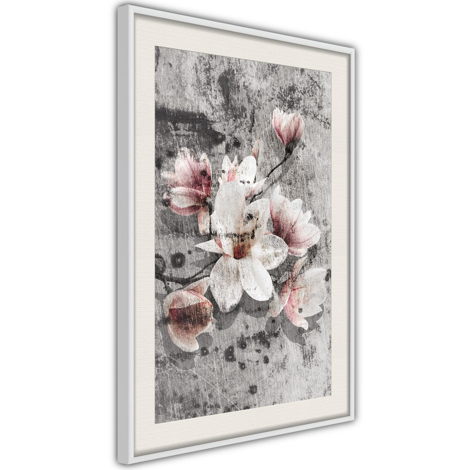 Inramad Poster / Tavla - Flowers on Concrete-Poster Inramad-Artgeist-peaceofhome.se