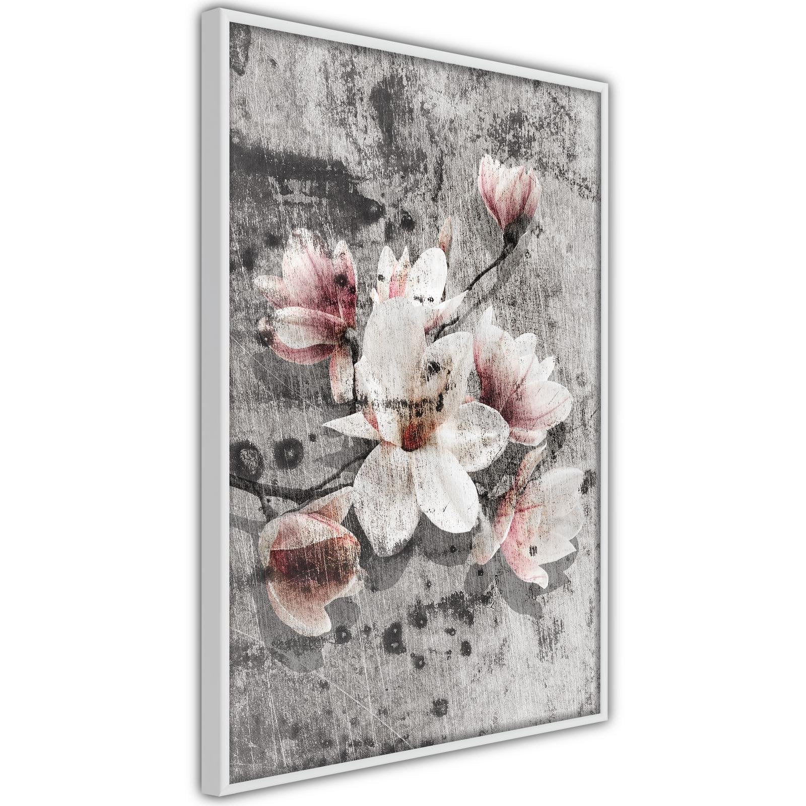 Inramad Poster / Tavla - Flowers on Concrete-Poster Inramad-Artgeist-peaceofhome.se