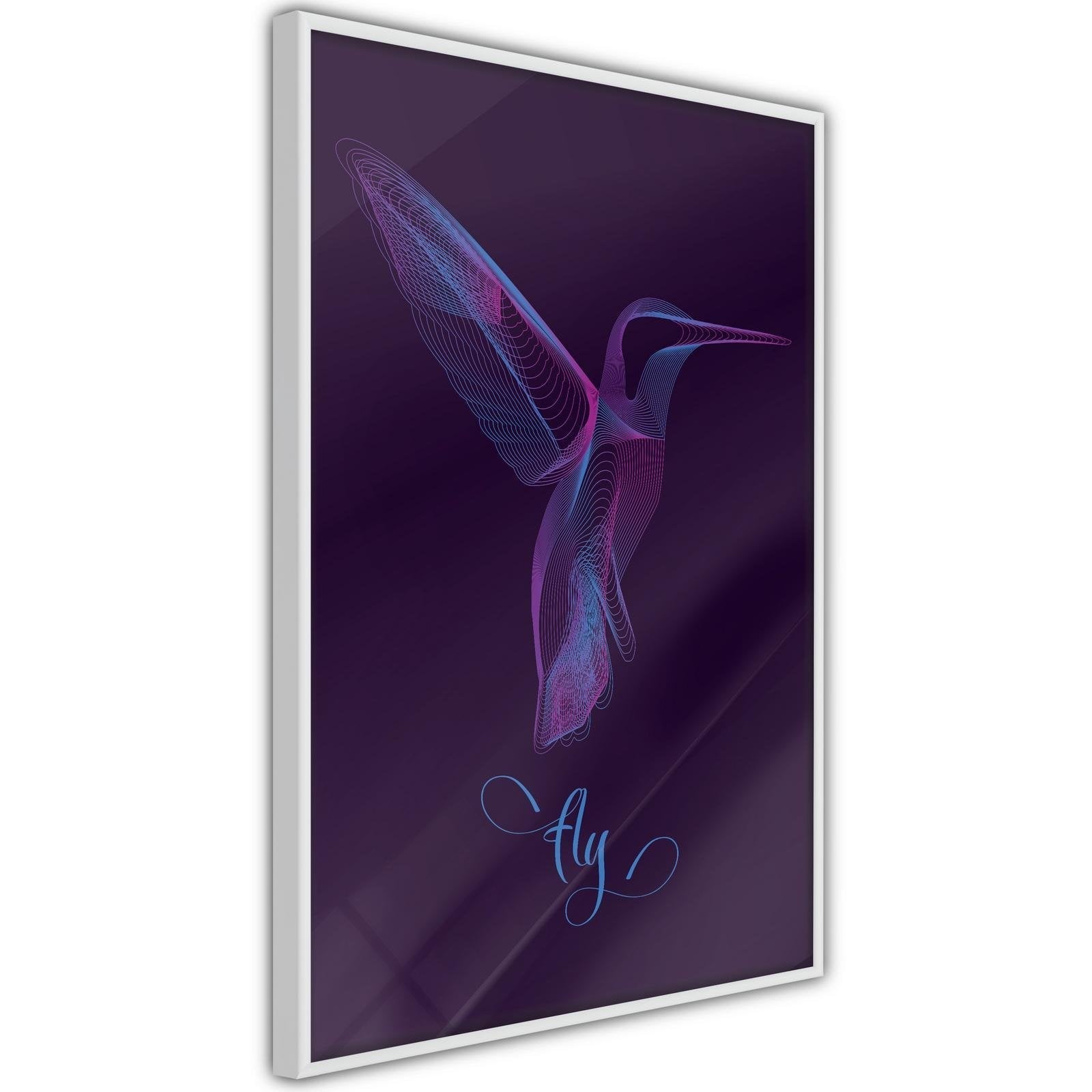 Inramad Poster / Tavla - Fluorescent Hummingbird-Poster Inramad-Artgeist-peaceofhome.se