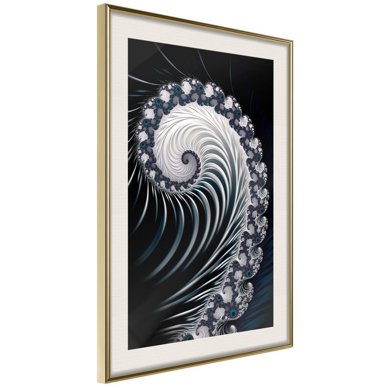 Inramad Poster / Tavla - Fractal Spiral (Negative)-Poster Inramad-Artgeist-peaceofhome.se