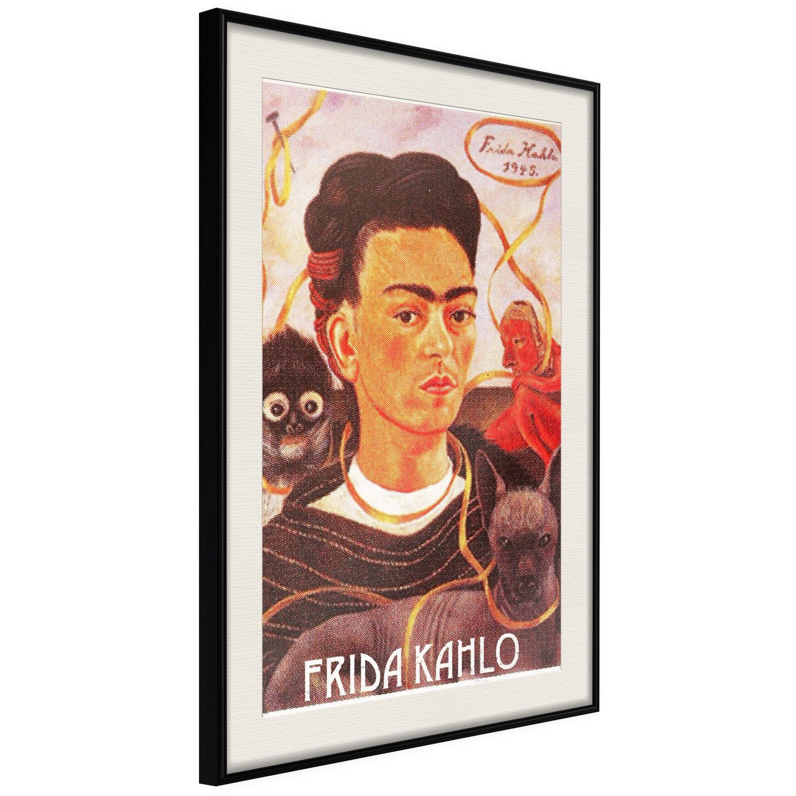 Inramad Poster / Tavla - Frida Khalo – Self-Portrait-Poster Inramad-Artgeist-20x30-Svart ram med passepartout-peaceofhome.se