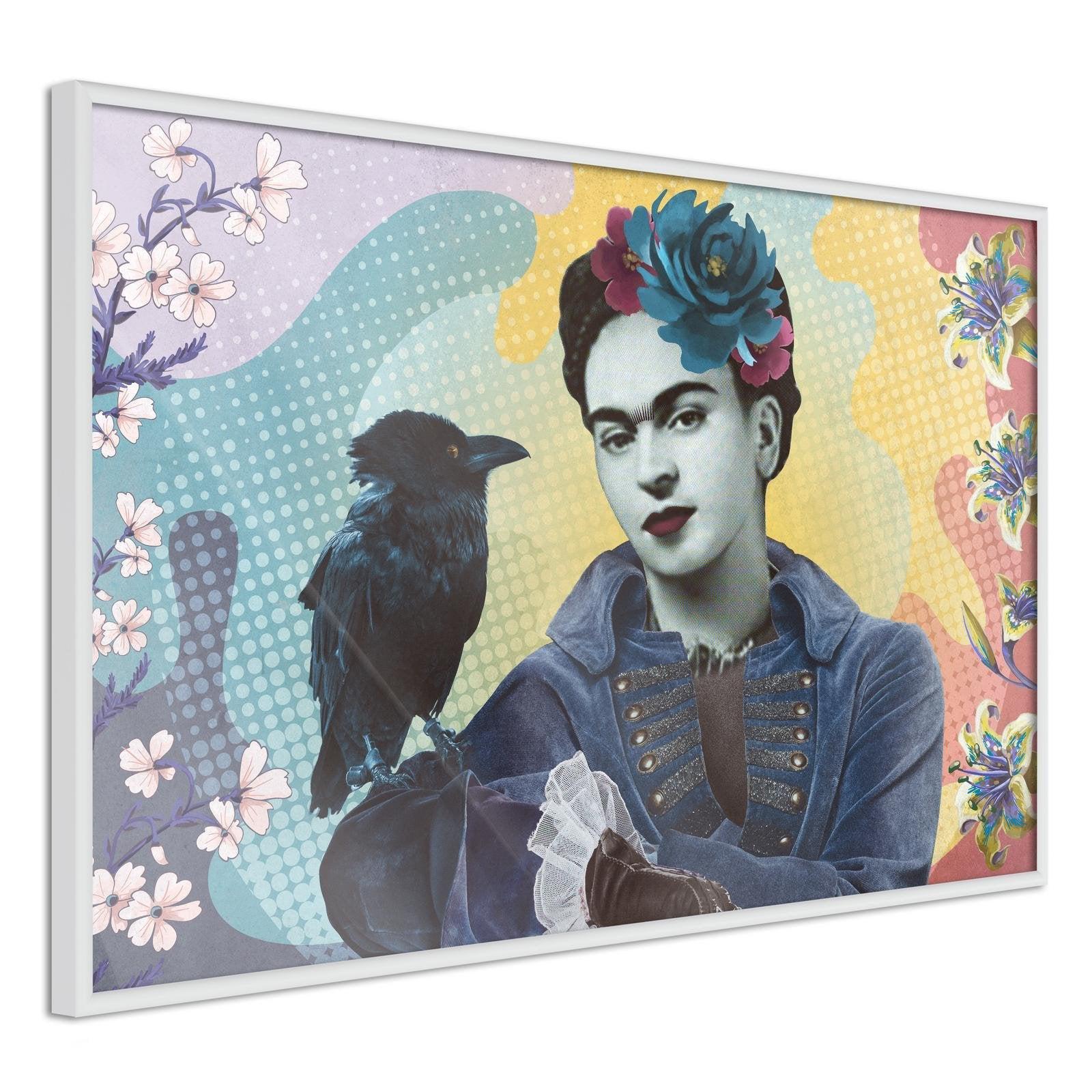 Inramad Poster / Tavla - Frida with a Raven-Poster Inramad-Artgeist-peaceofhome.se