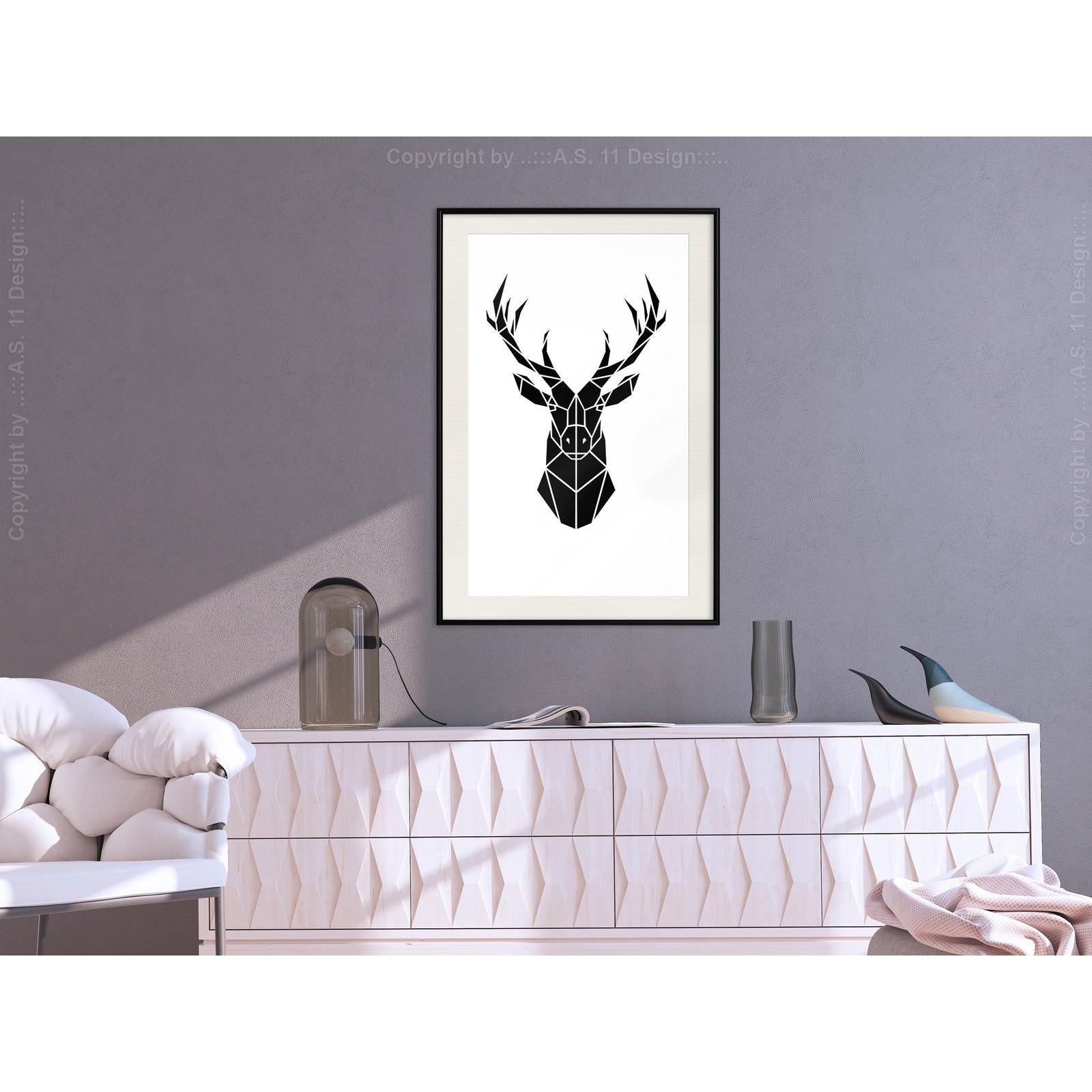 Inramad Poster / Tavla - Geometric Stag-Affisch-Artgeist-peaceofhome.se