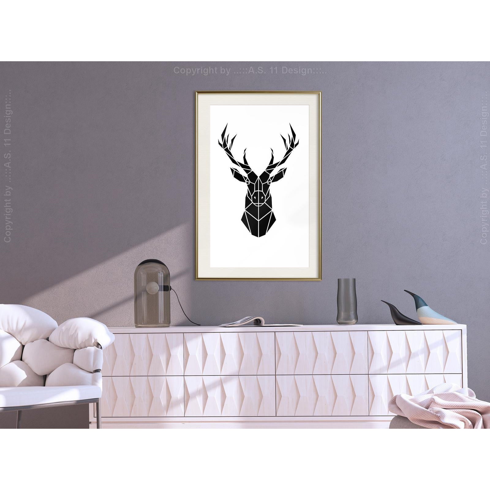 Inramad Poster / Tavla - Geometric Stag-Affisch-Artgeist-peaceofhome.se